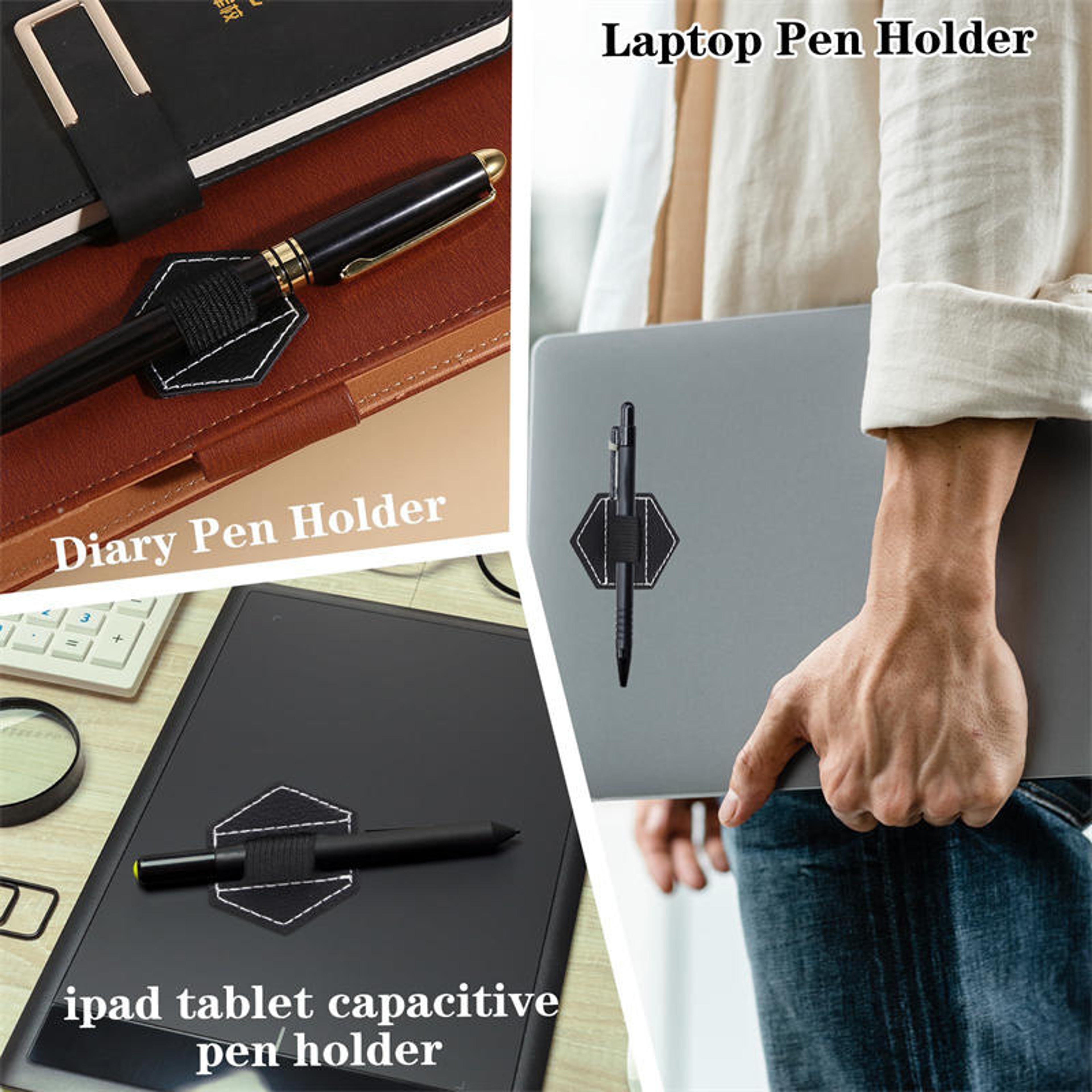IPad Capacitive Pen Holder, Magnetic attraction Pen Holder, Stationery Organizer, Elastic Band Computer Pen Holder – view 3
