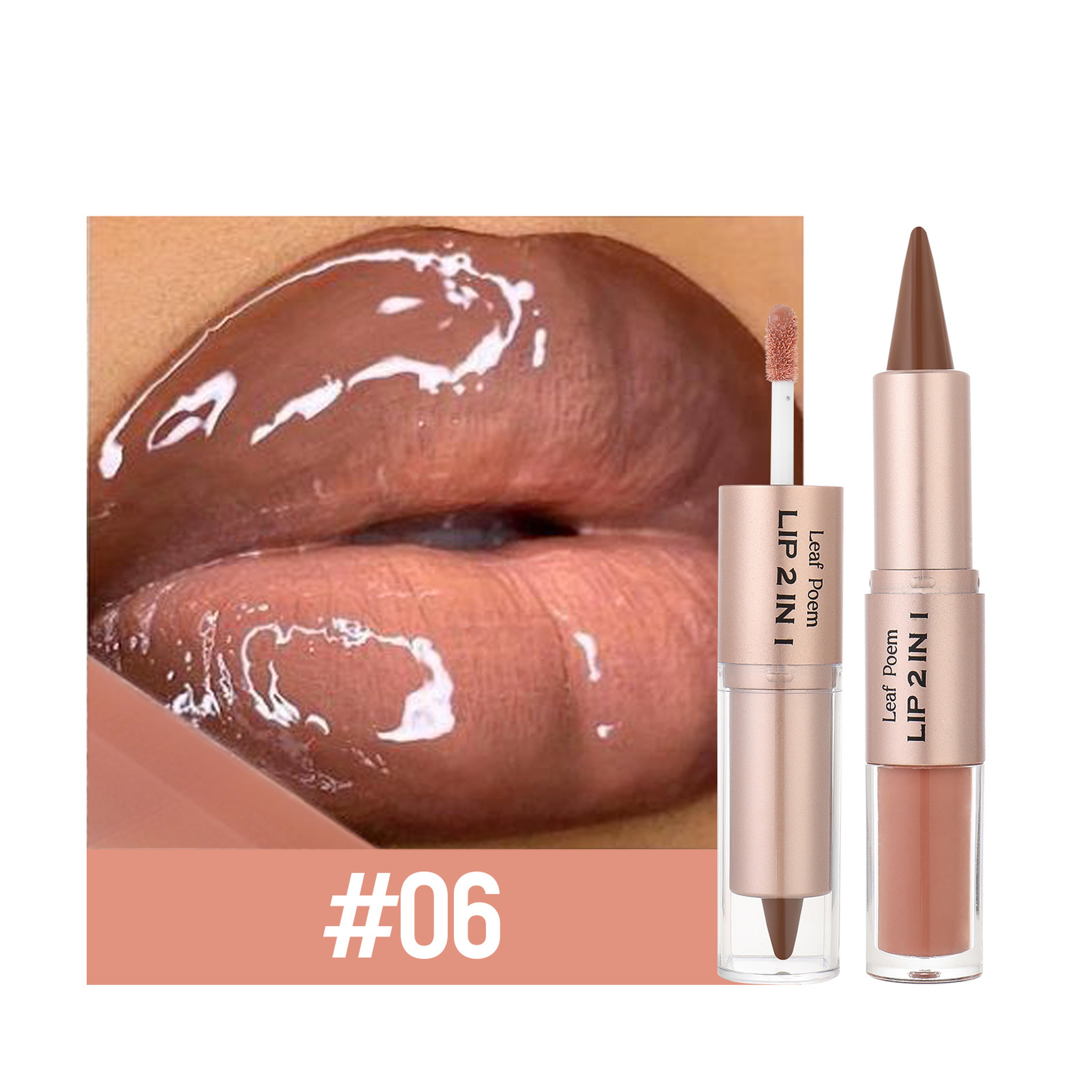 Crystal Lip Gloss Sexy Red Lips Tint Makeup with Black Brown Tapered Lip Liner – view 14