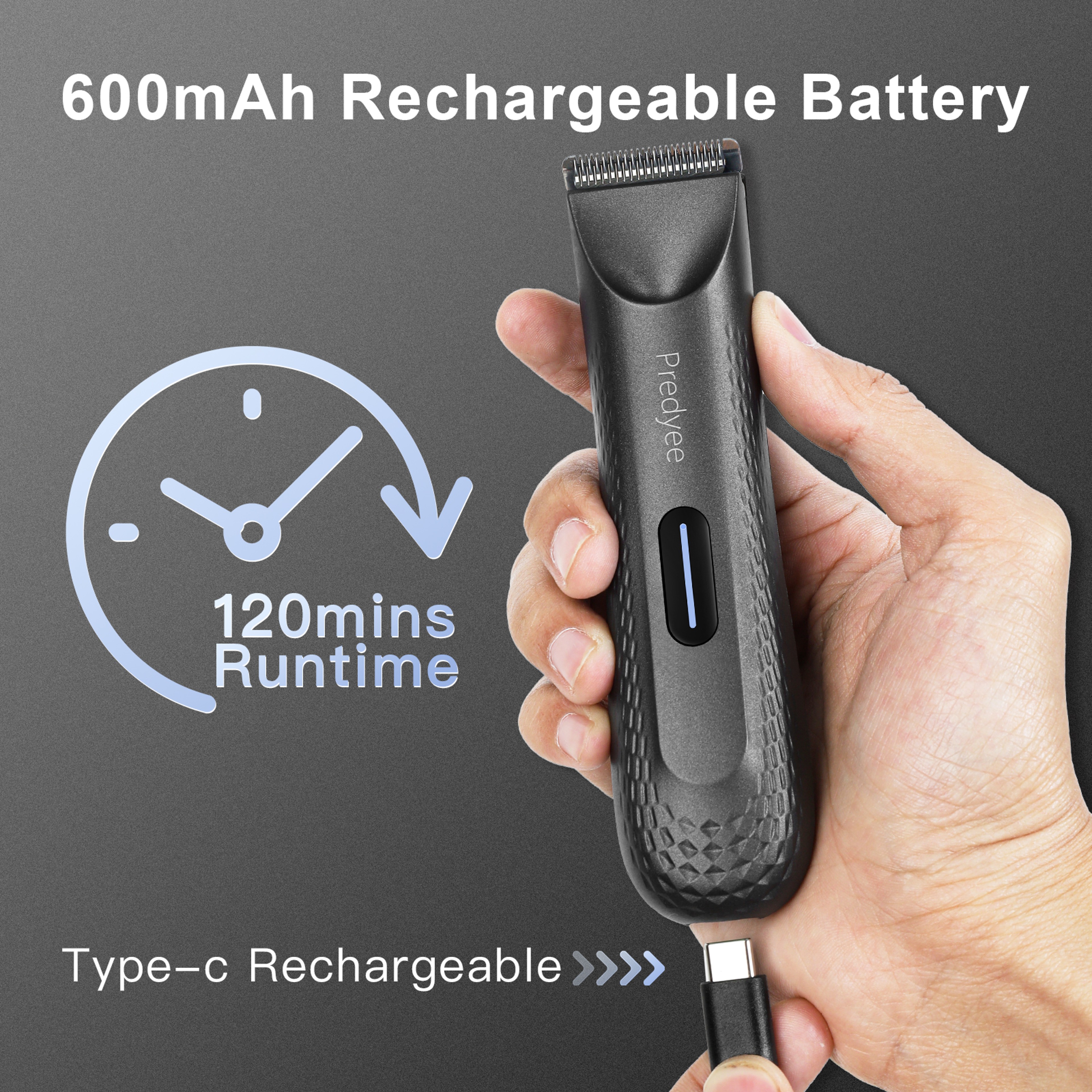 Men Waterproof Pubic Hair Trimmer, Electric Groin Groomer, Replaceable Ceramic Blade – view 5