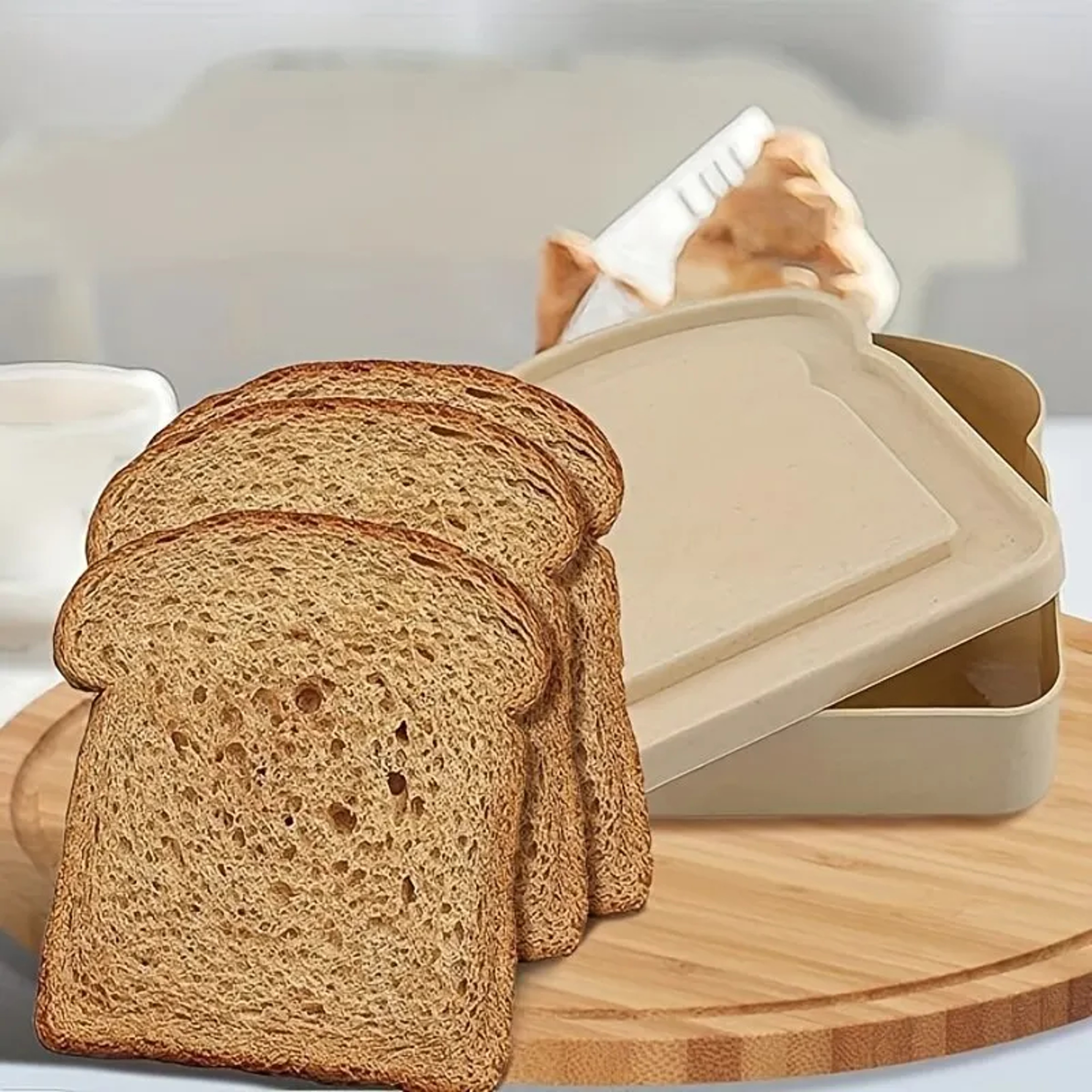 Large-capacity Bento Box, Toast Shaped Bamboo Fiber, Kitchen Outdoor Picnic Box – view 2