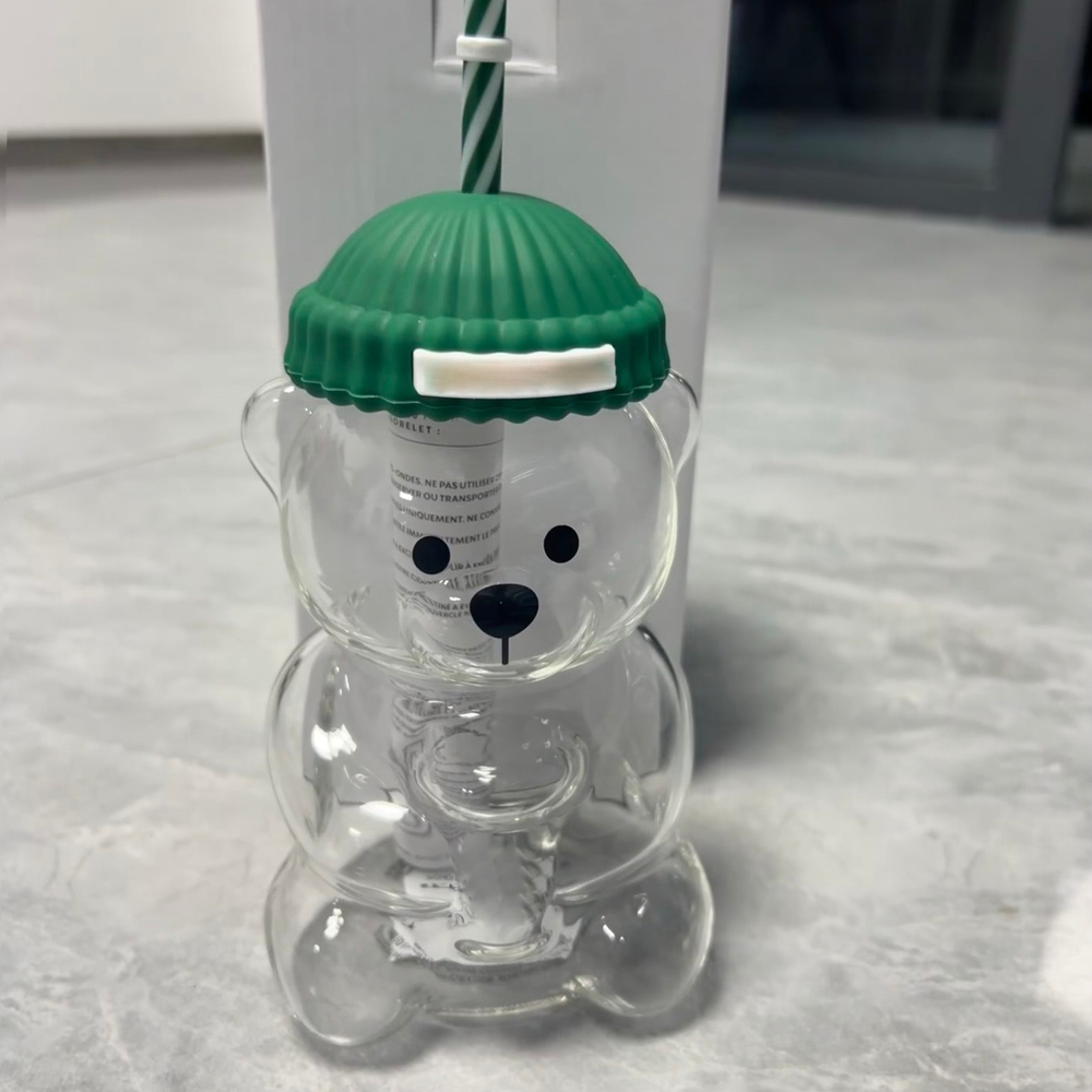Creative Milk Coffee Water Cups, Transparent Cute Bear Mug with Straw – view 3