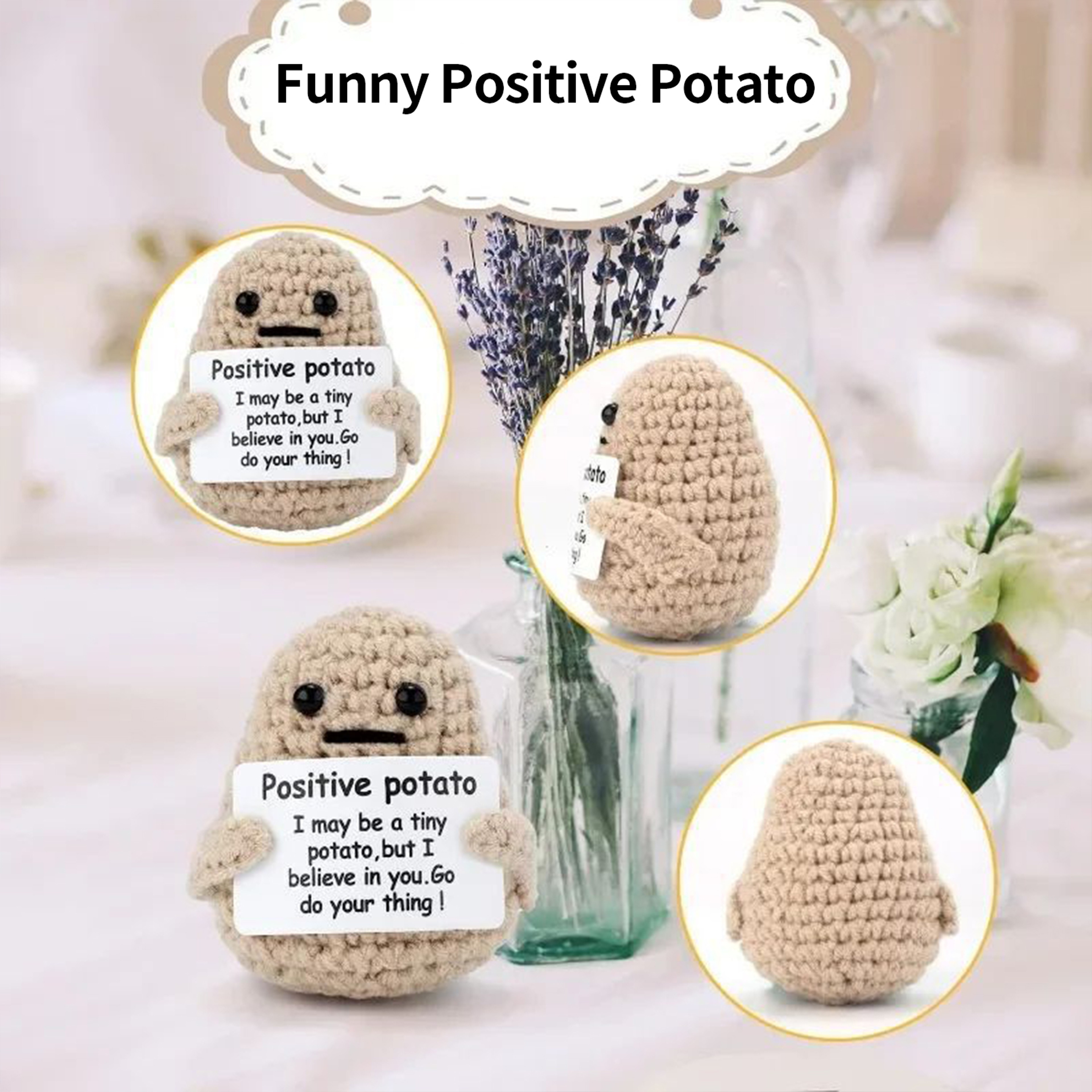 Positive Energy Cute Handwoven Potato Doll, Plush Knitting Room Decoration, Funny Birthday and Christmas Gift – view 4