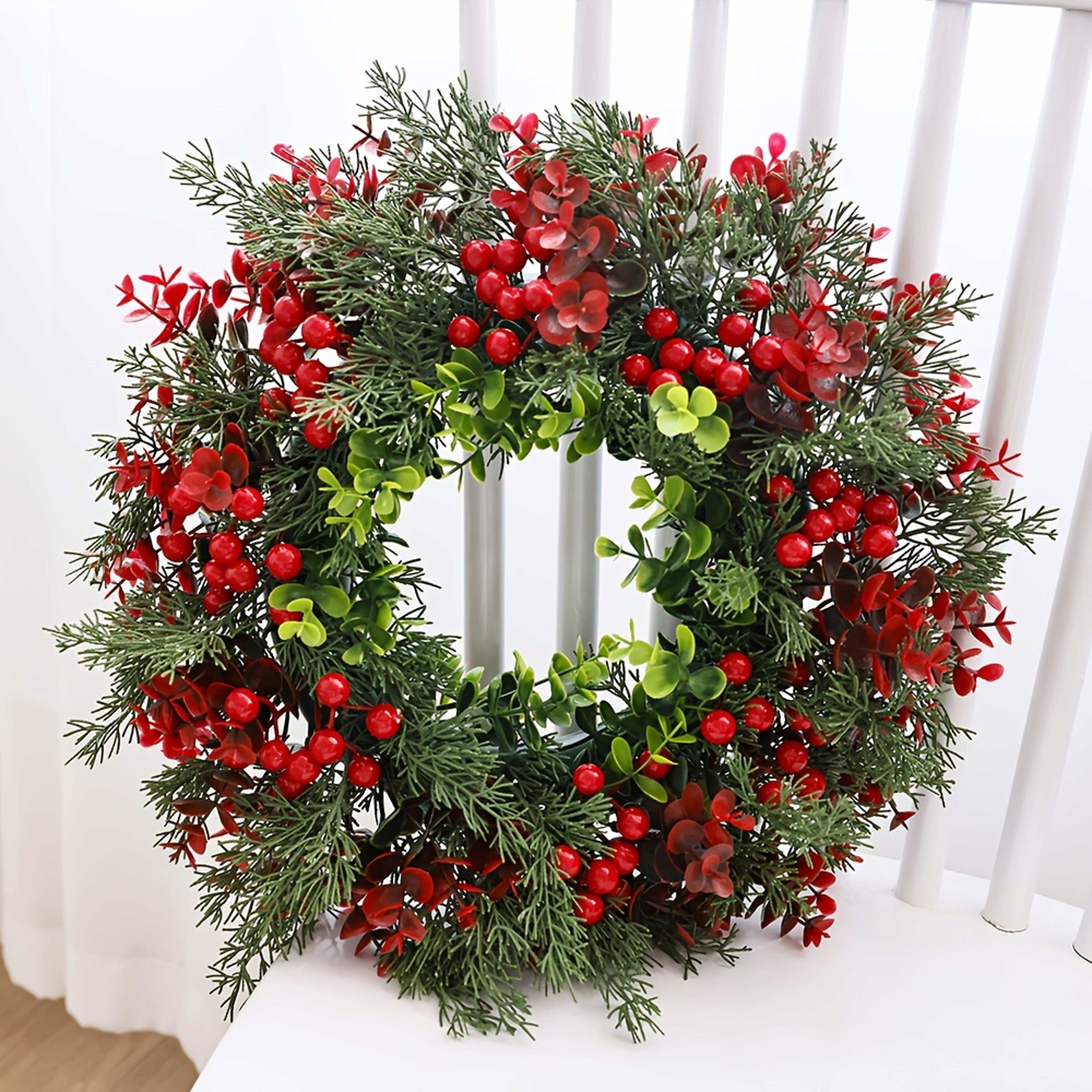 Winter Berry Wreath for Front Door Christmas Decoration Red Berry Xmas Wall Decor – view 2
