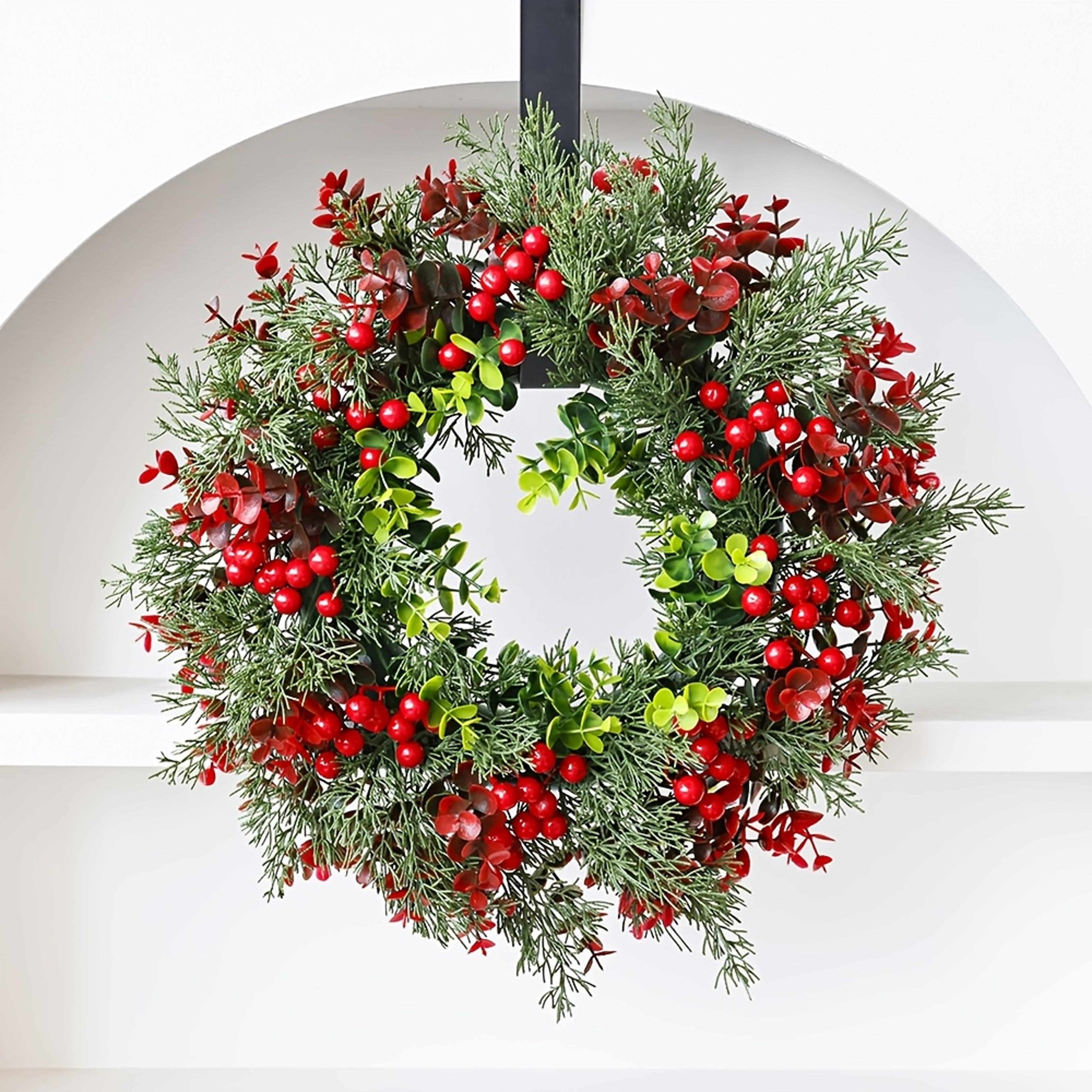 Winter Berry Wreath for Front Door Christmas Decoration Red Berry Xmas Wall Decor – view 5
