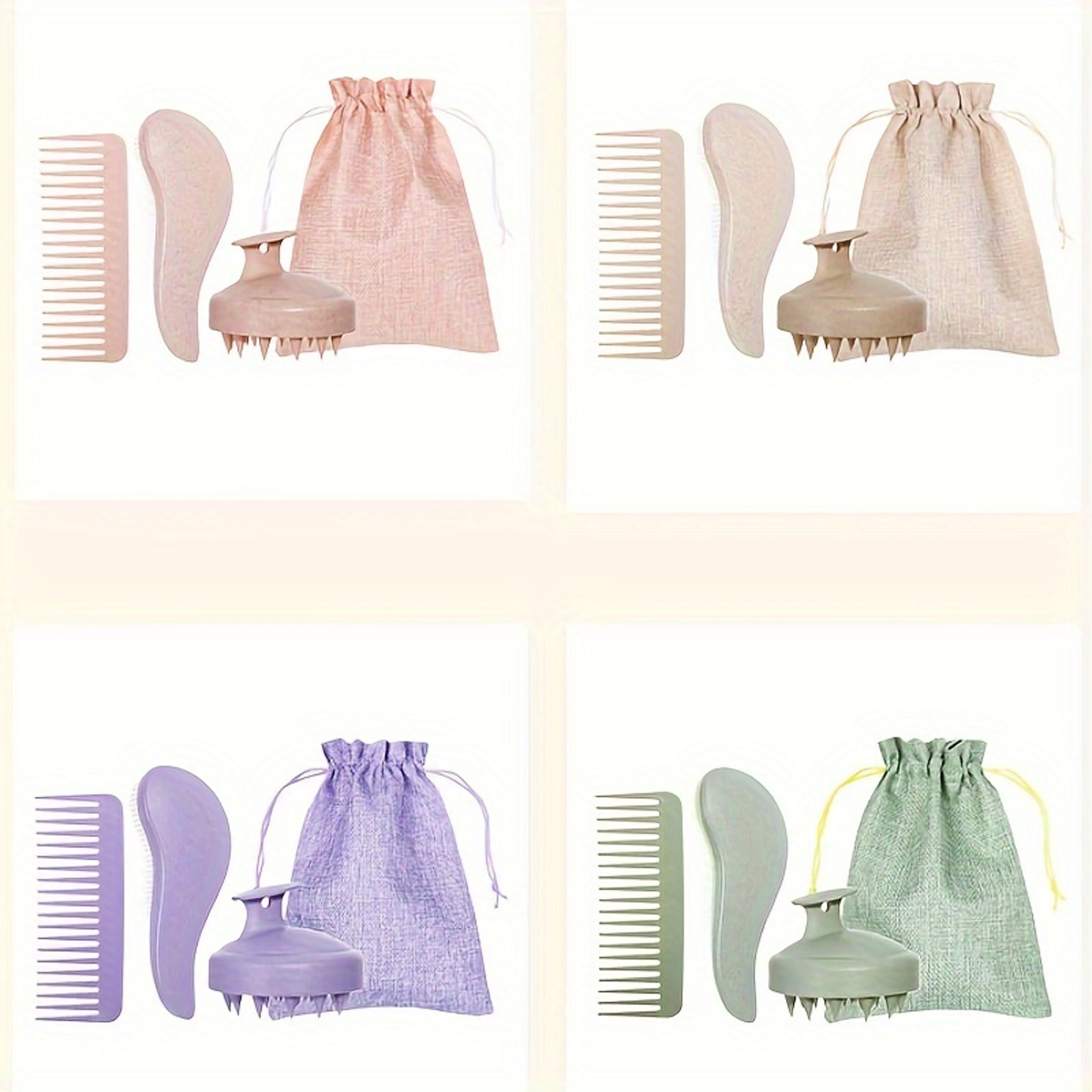 Portable Silicone Scalp Massager, Eco-Friendly Hair Brush Set with Soft Bristles & Colorful Gift Set for Normal Hair – view 2