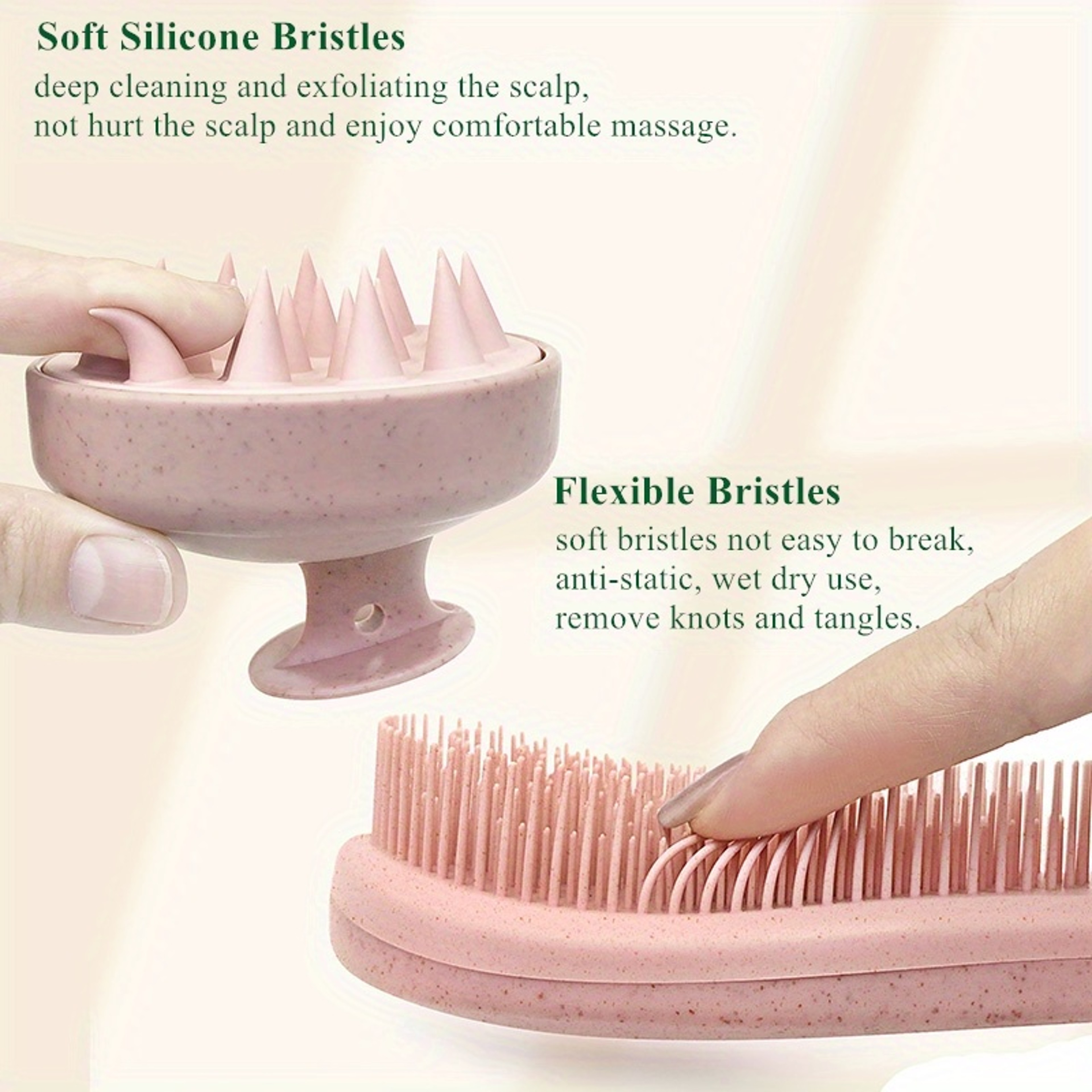 Portable Silicone Scalp Massager, Eco-Friendly Hair Brush Set with Soft Bristles & Colorful Gift Set for Normal Hair – view 6