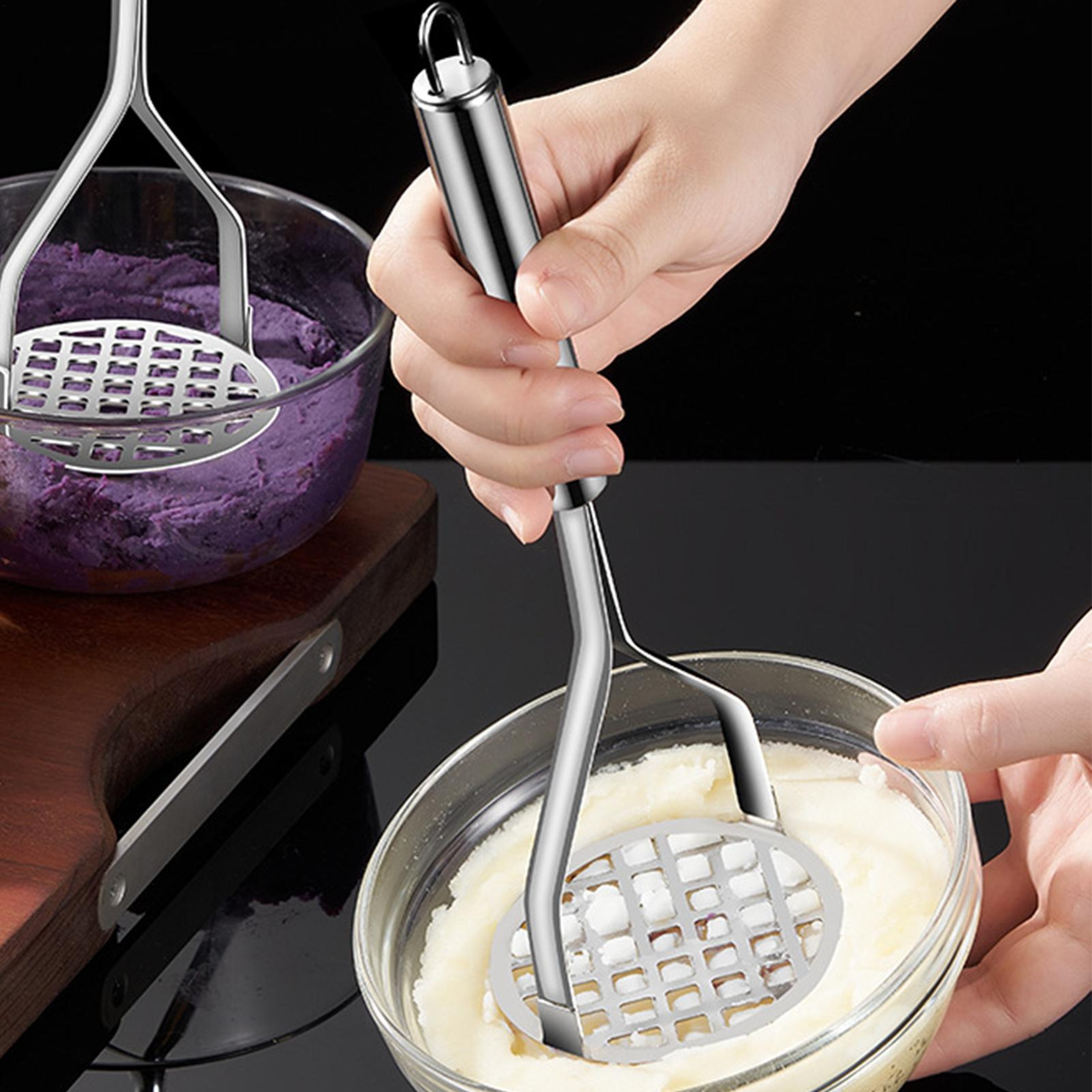Potato Ricer Stainless Steel Manual, Garlic Masher for Creative Cooking – view 3