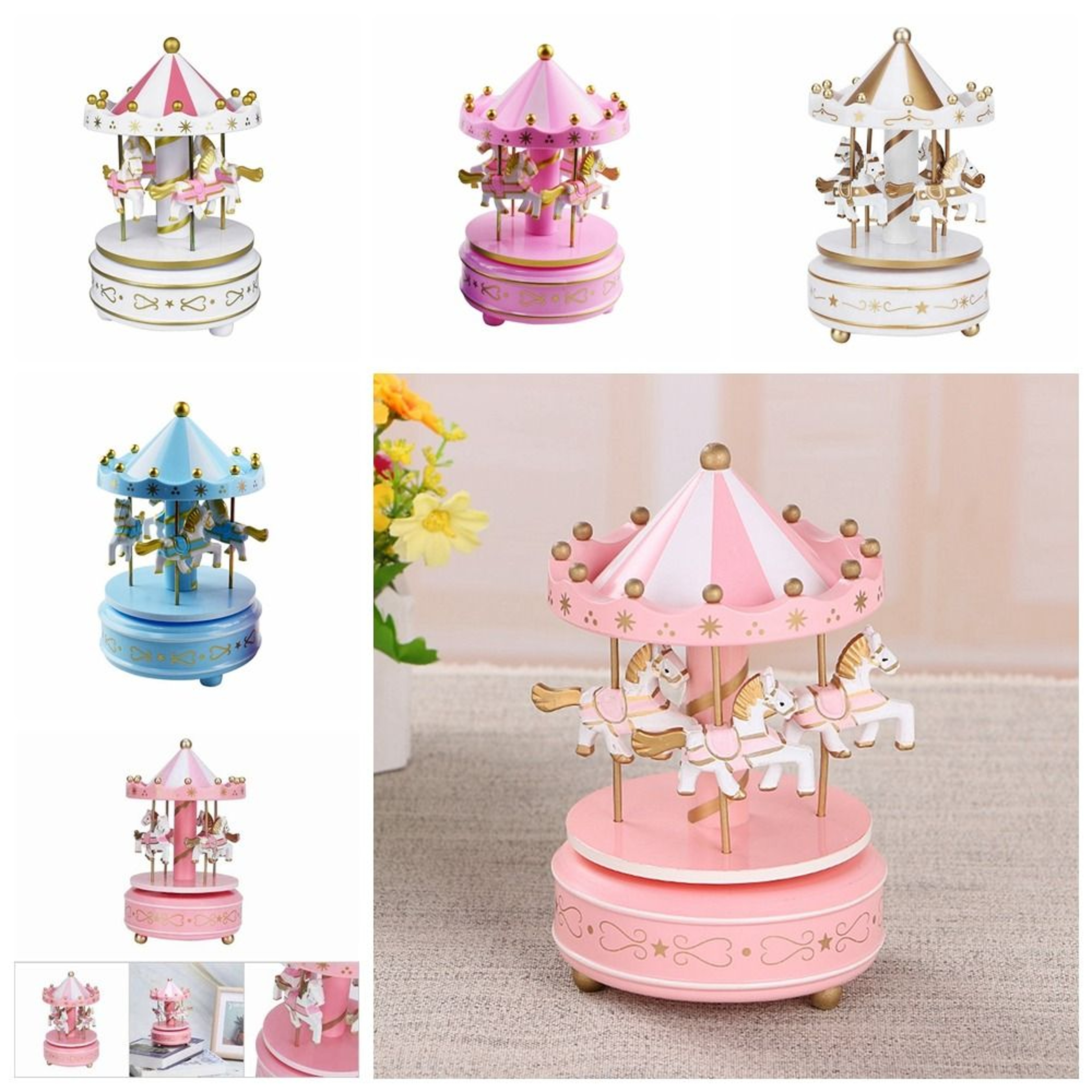 Carousel Music Box Easy Use Creative Fantasy Christmas Holiday Decor Ferris Wheel Ornaments 3