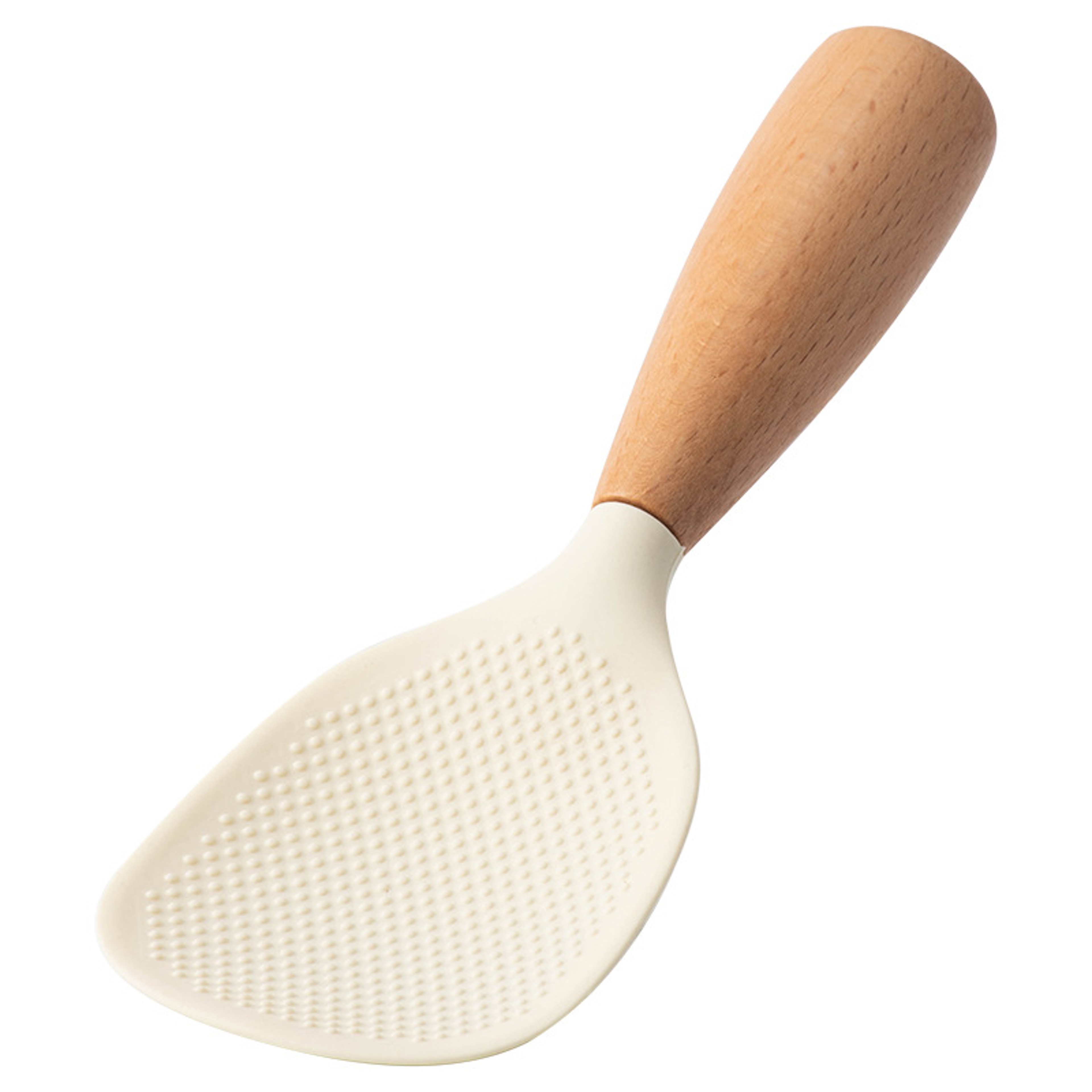 Household Rice Cooker Wooden Handle Silicone Rice Spoon Non Stick High Temperature Resistant Spoon 8
