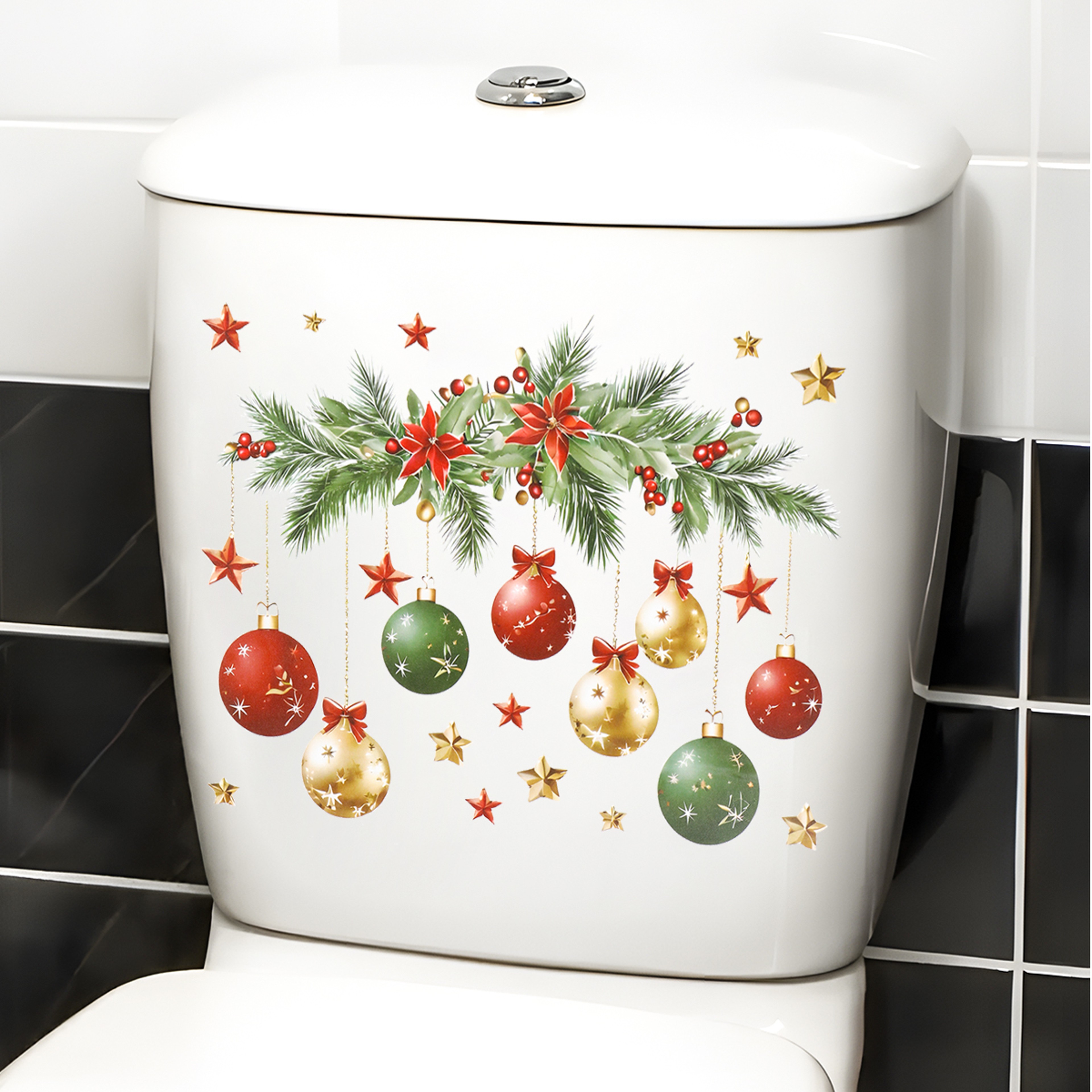 Xmas Bathroom Decor, Christmas Snowman Toilet Sticker, Merry Christmas Party Decoration, Navidad New Year Gift – view 2