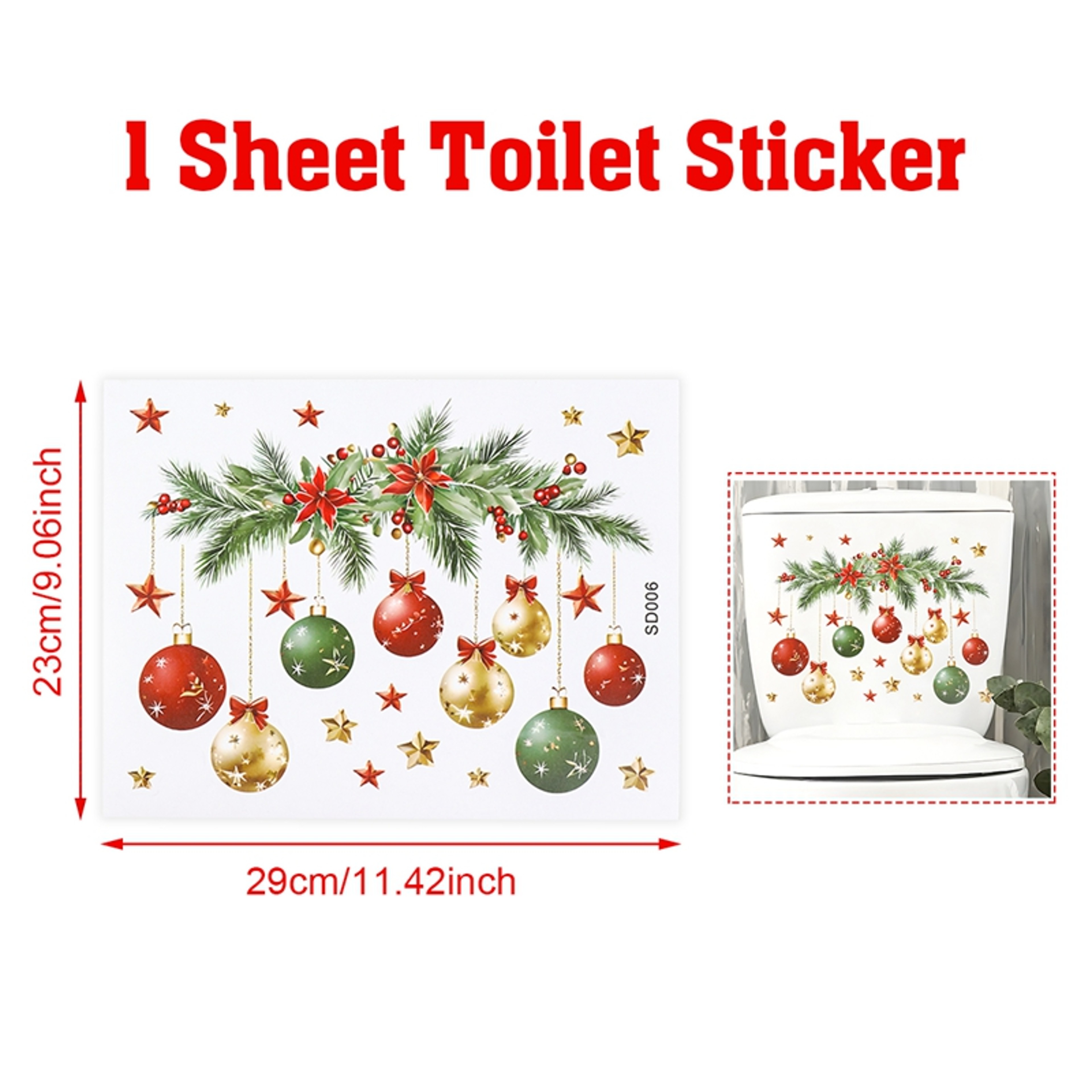 Xmas Bathroom Decor, Christmas Snowman Toilet Sticker, Merry Christmas Party Decoration, Navidad New Year Gift – view 7