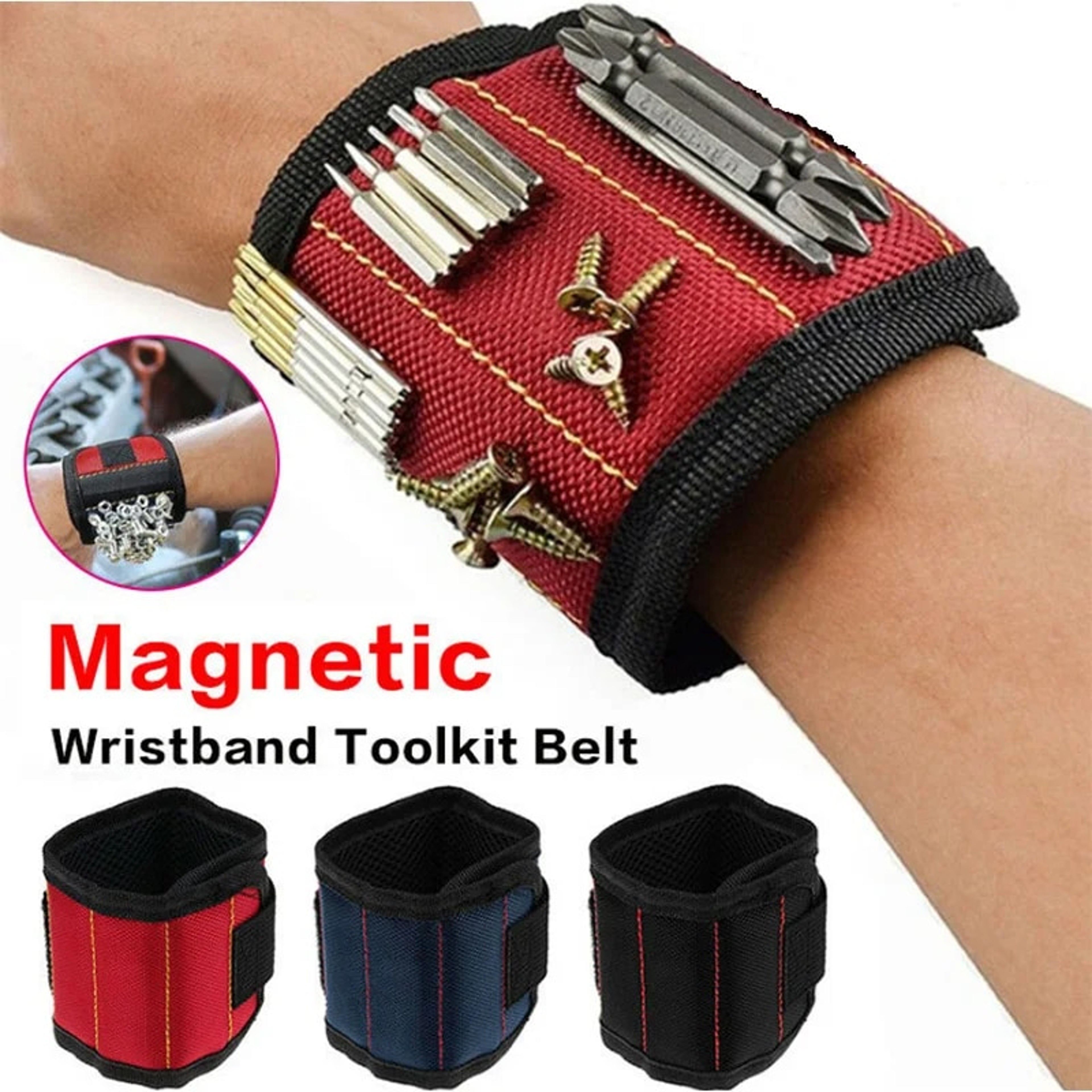 Magnetic Wristband For Holding ScrewsNailsDrilling BitsWrist Tool Holder Belts With Strong Magnetsf 0