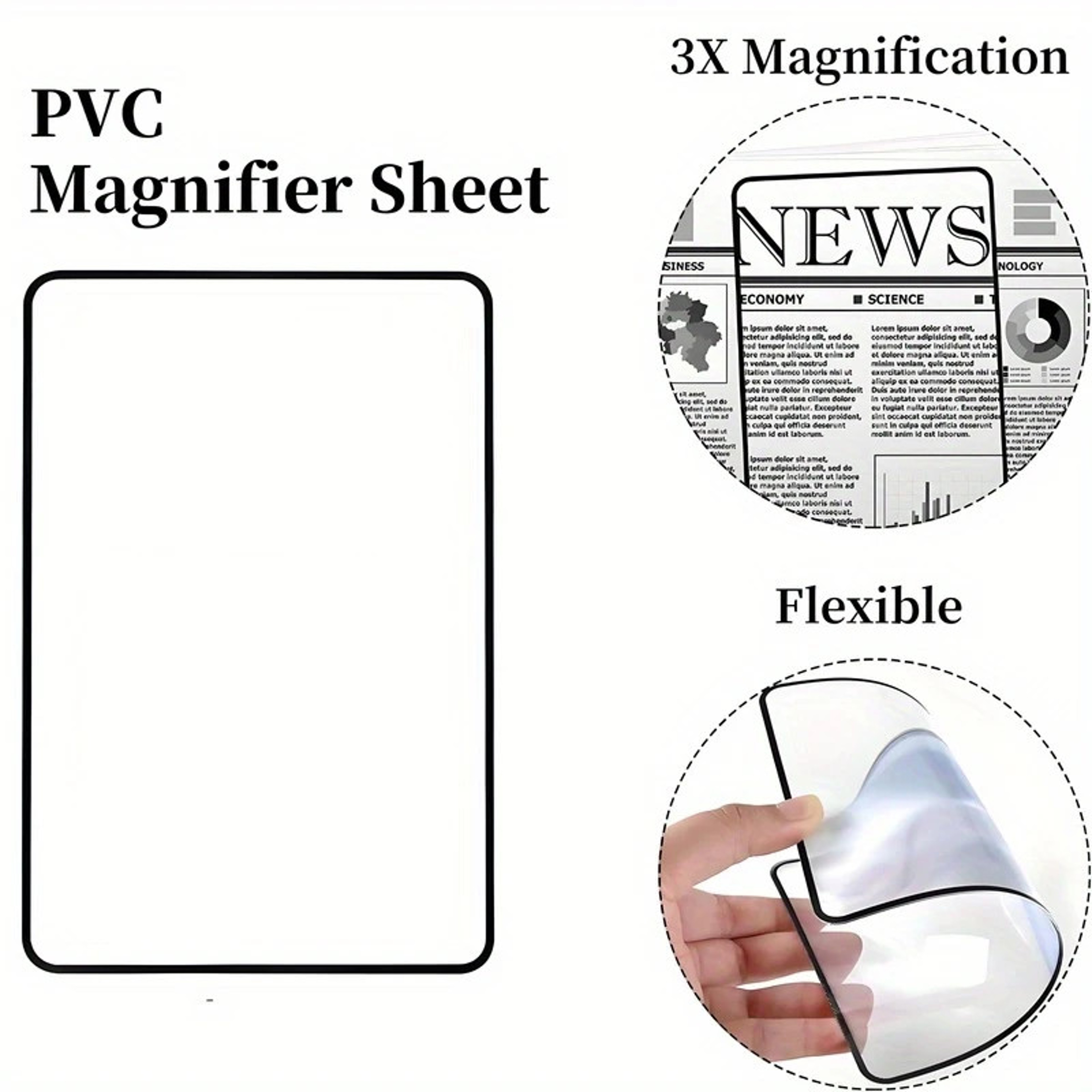 Reading Aid Glass, Full Page Large Sheet Magnifier, Magnifying Lens for Reading – view 4