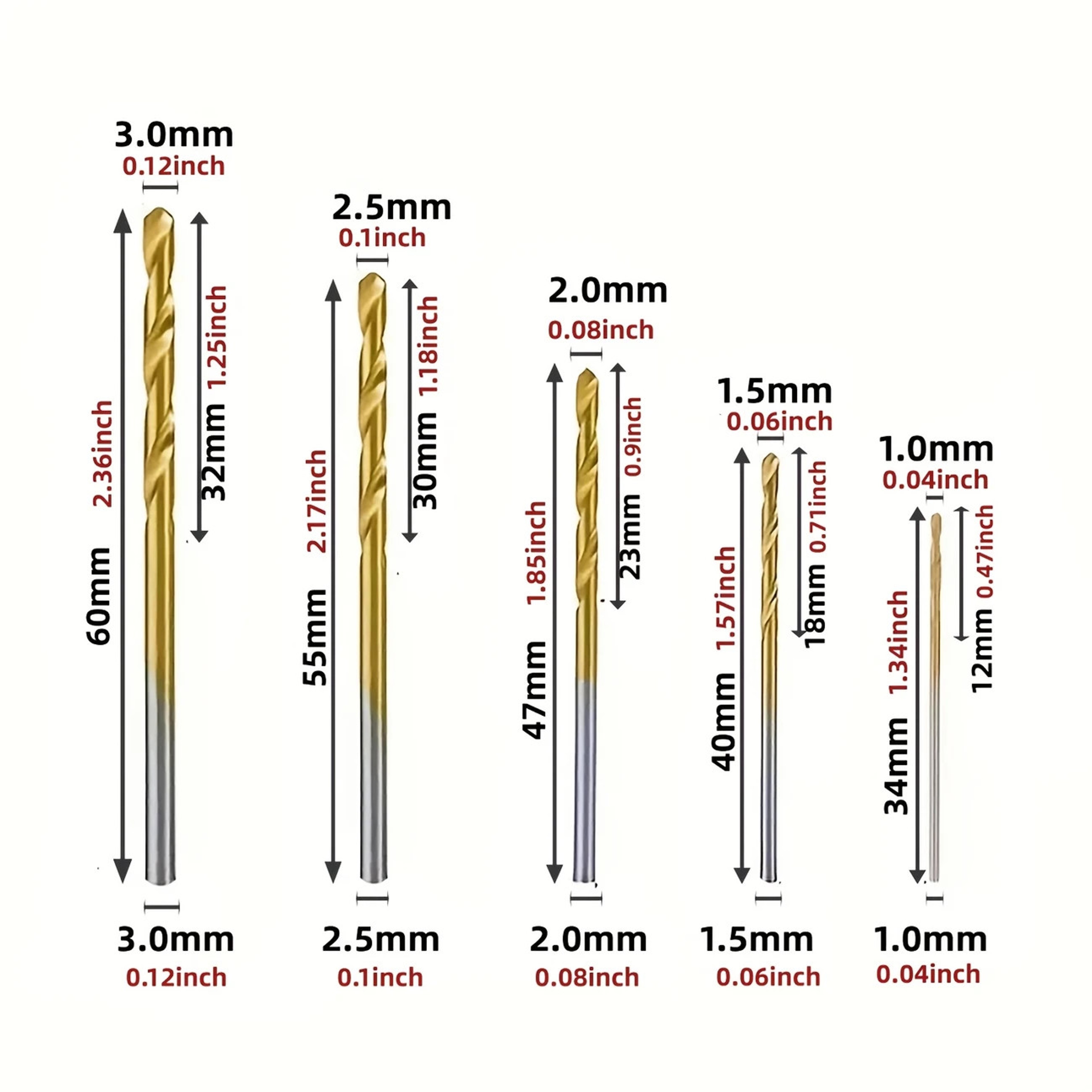 Electric Drill Tool Set, Small Titanium Plated Twist Drill Bits for DIY Woodwork and Open Drilling – view 2