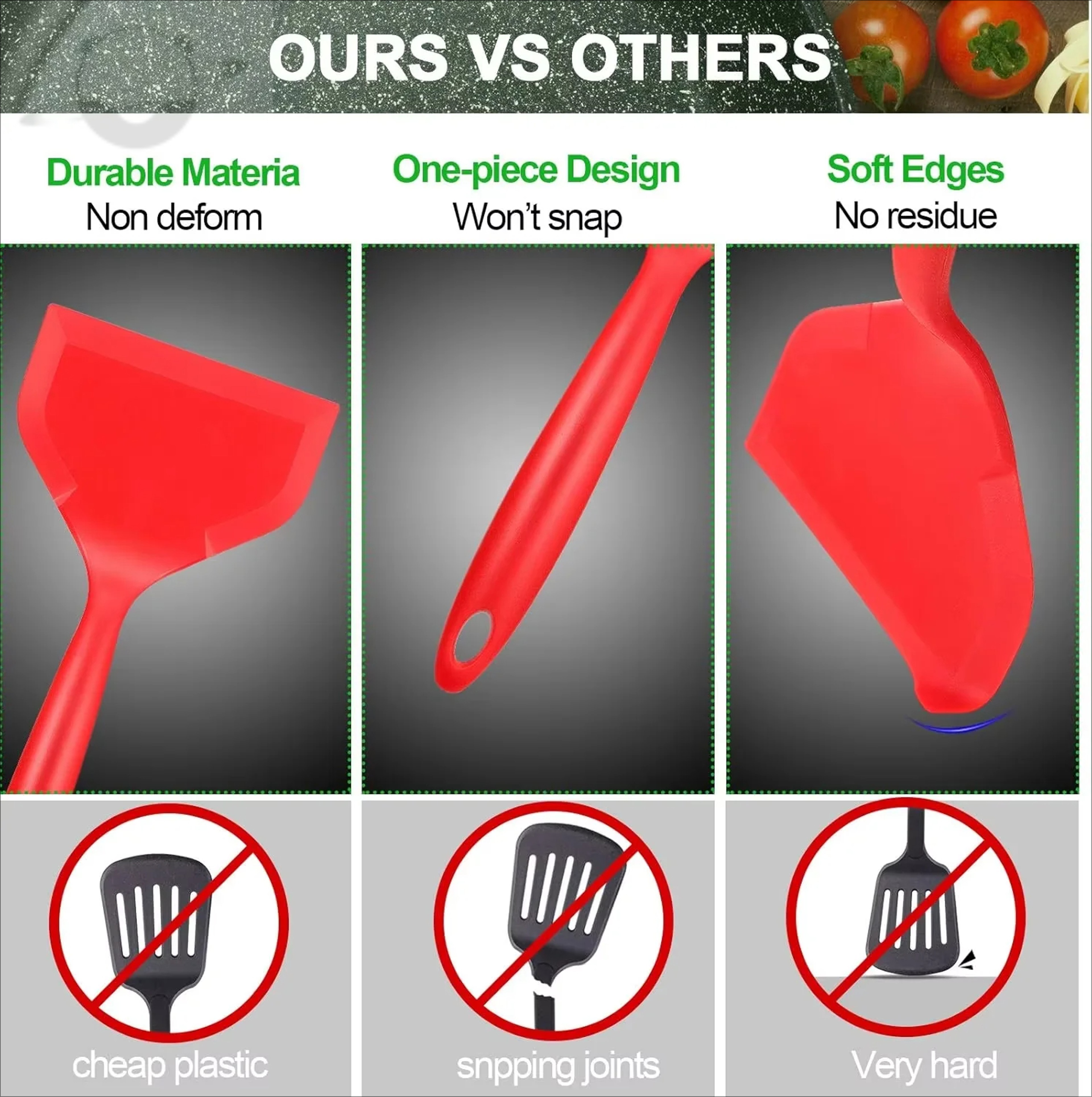 Flexible Silicone Shovel Turner For Nonstick Cookware Wide Fish Spatula For Frying Eggs 3