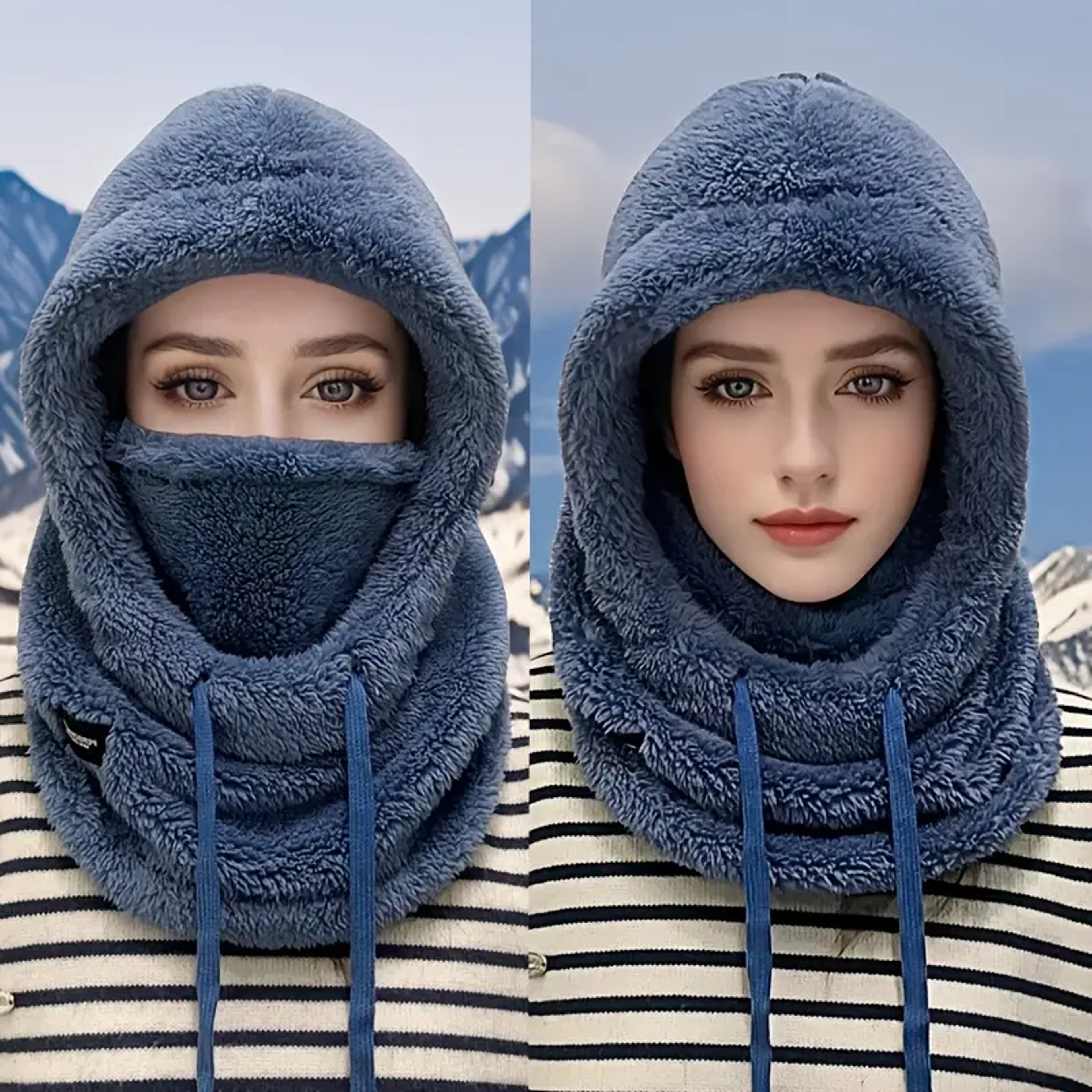Thermal Windproof Ski Hood Winter Warm Balaclava Face Cover Fleece Adjustable Cycling Neck Cover Fu 2
