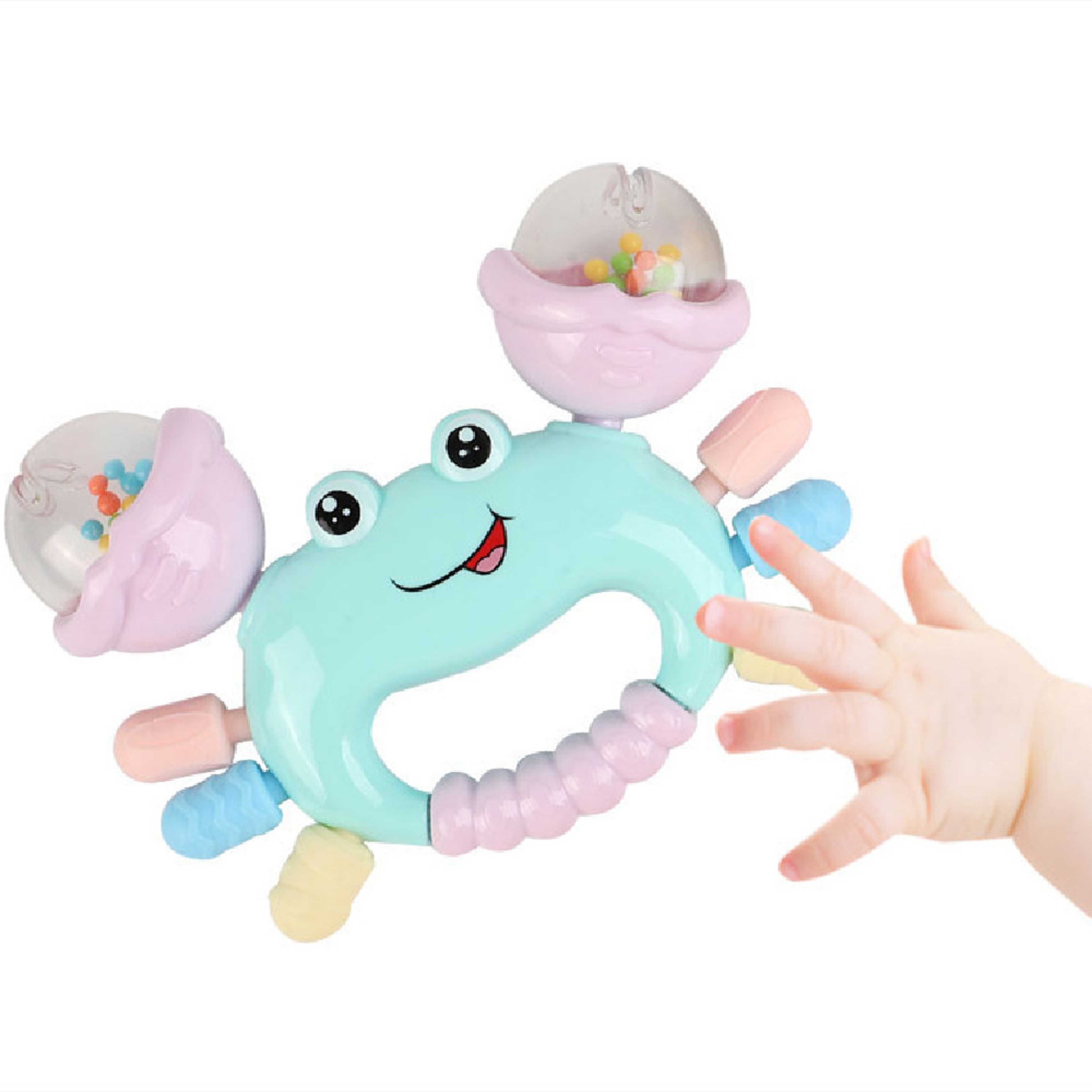Early Development Crab Rattle Baby Toys, Random Color Teether for Newborn Babies – view 3