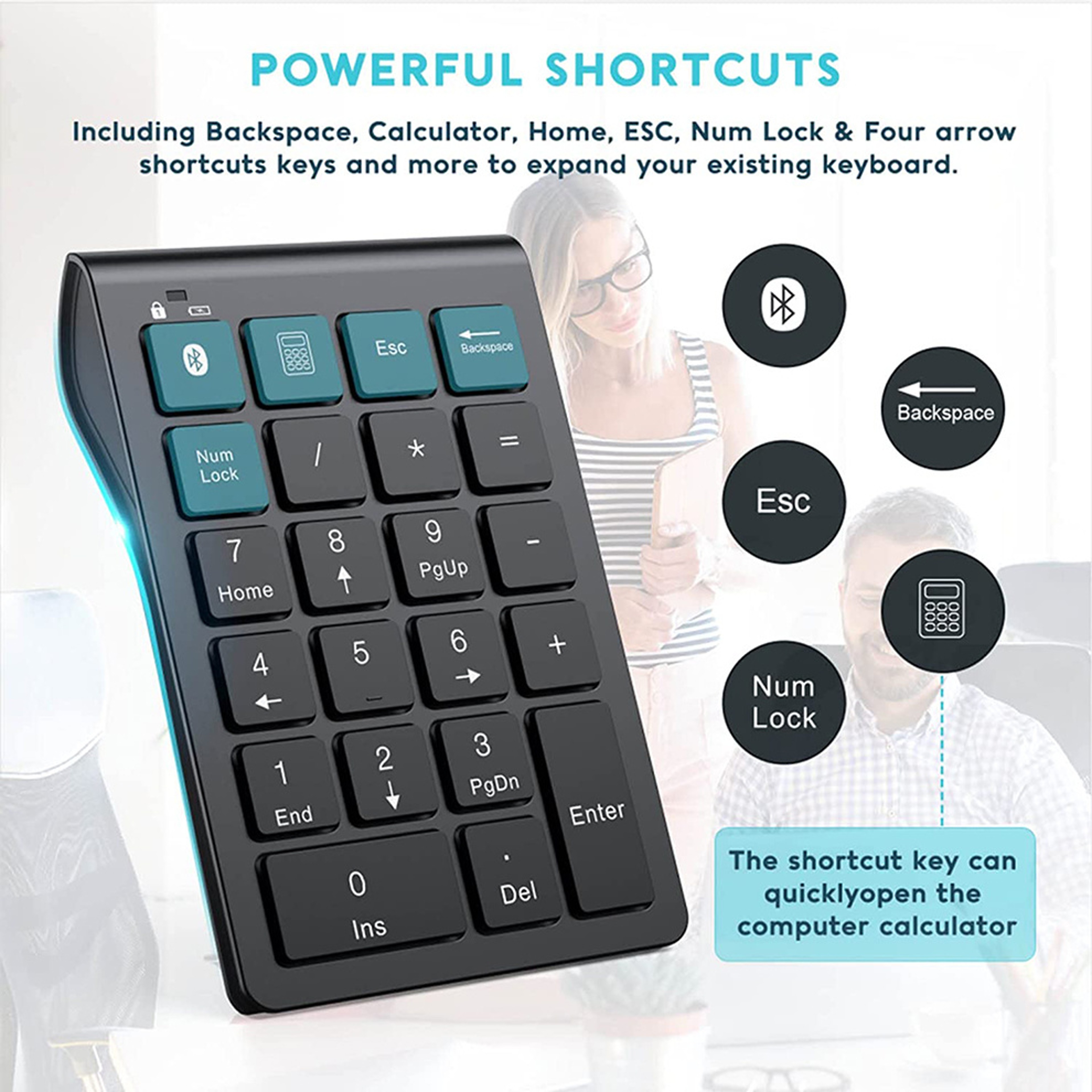 Wireless Numeric Keypad Bluetooth, Jomaa Rechargeable Slim Numpad for Effortless Data Entry – view 5