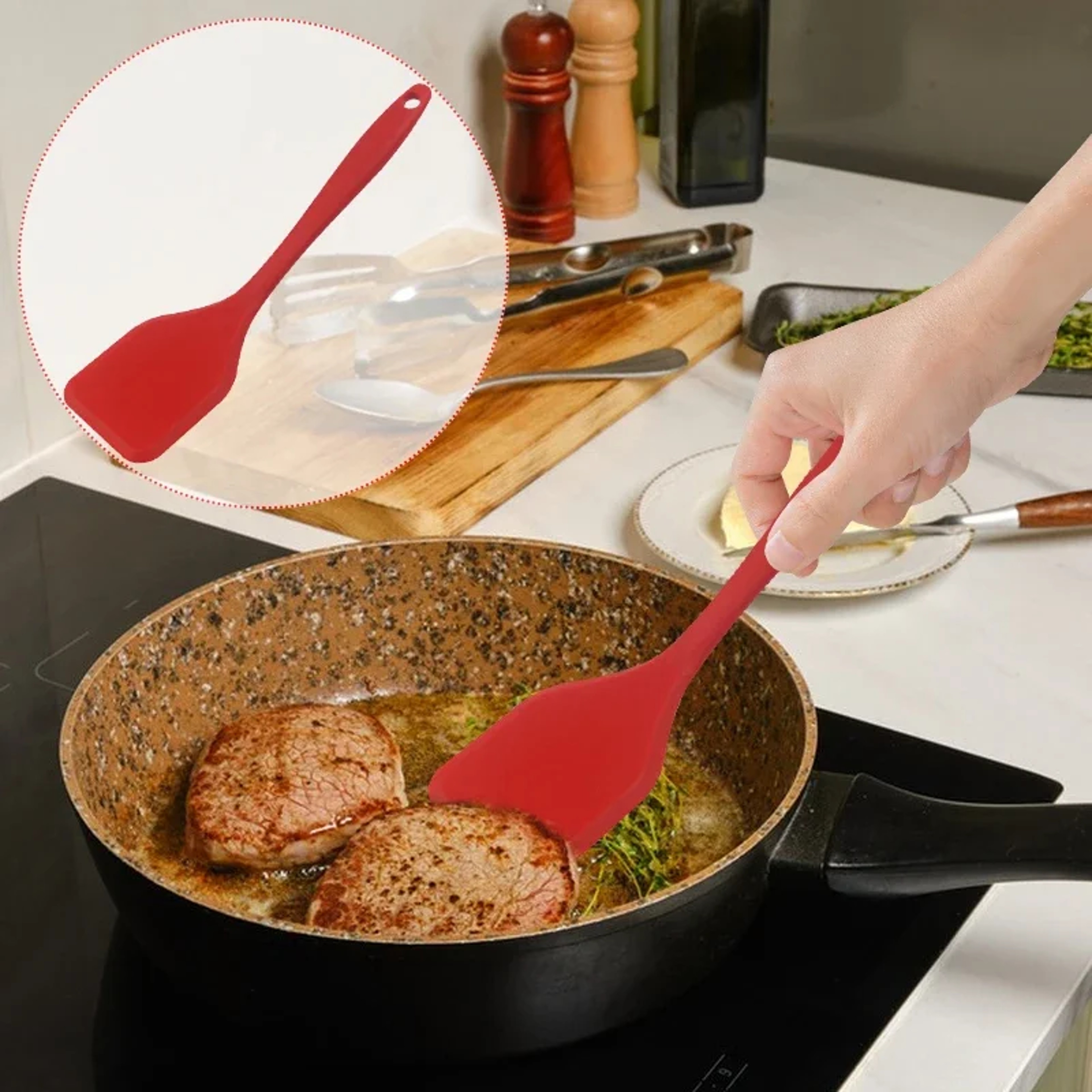 Silicone Non-stick Cooking Spatula, Dense Shovel for Frying Fish and Omelette, Kitchen Tool – view 4