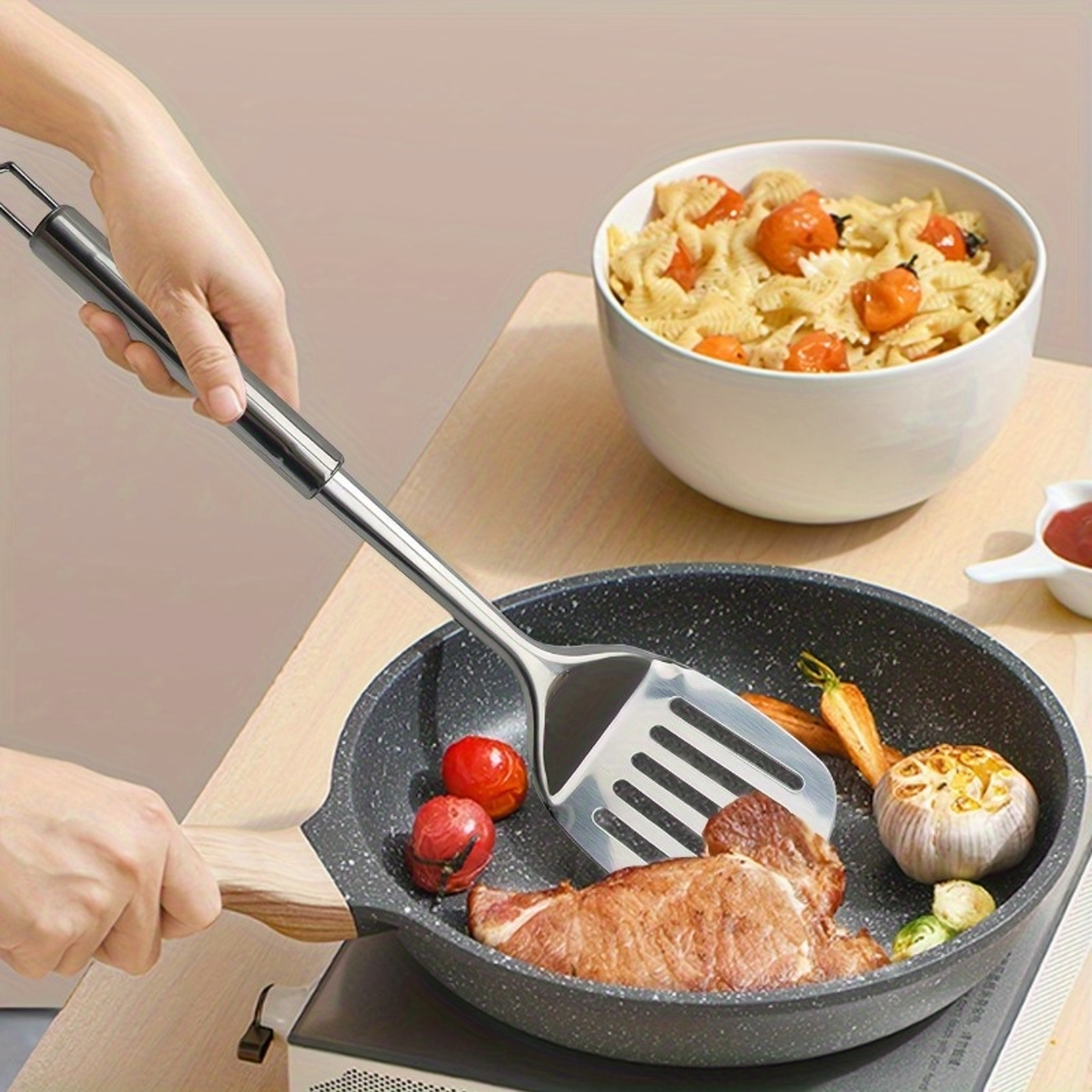 Kitchen Cooking Spatula Saute Stainless Steel Slotted Turner, Steak Burger Butter Tool – view 2