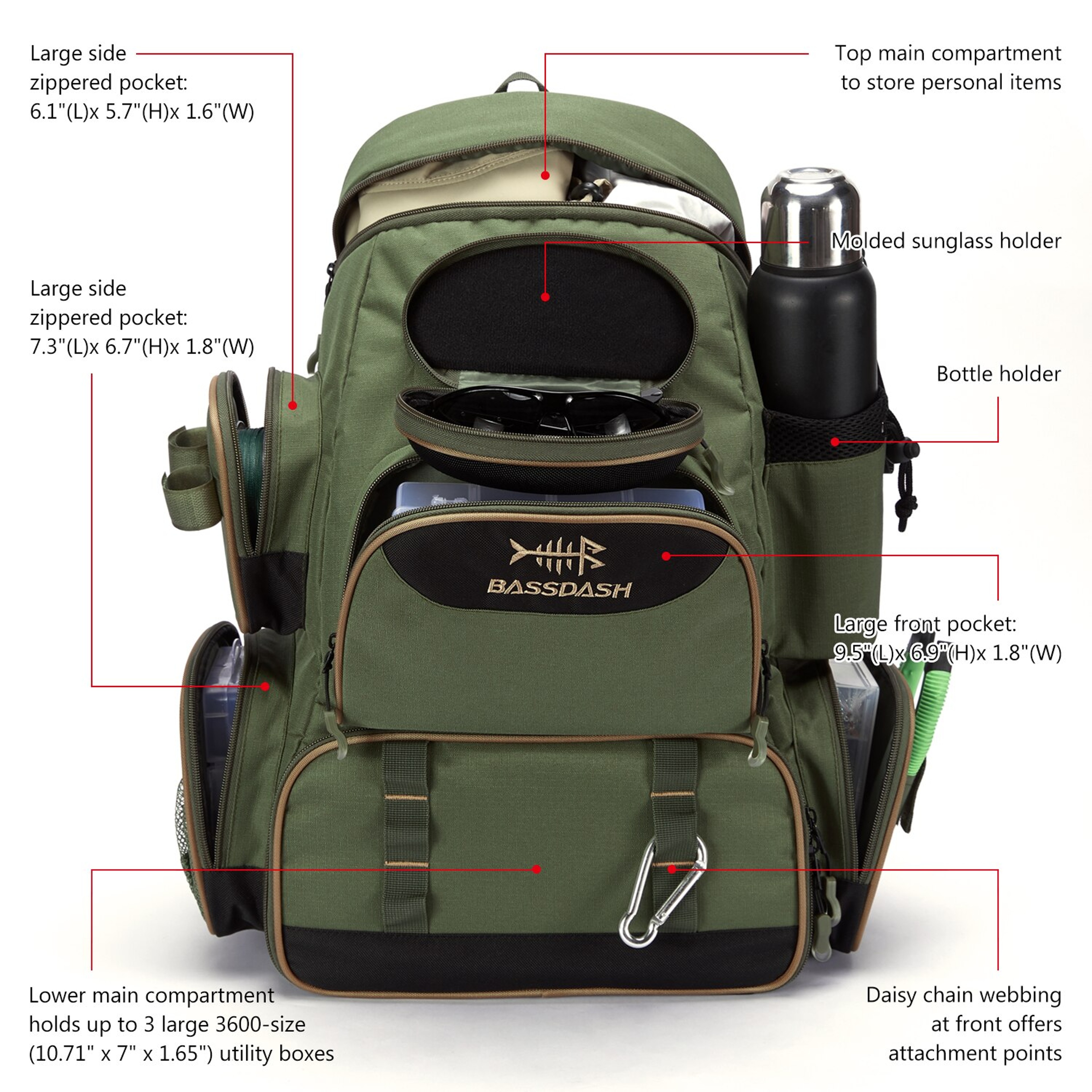 Lightweight Tactical Fishing Bag Tackle Backpack, Multifunctional Tackle Box – view 3