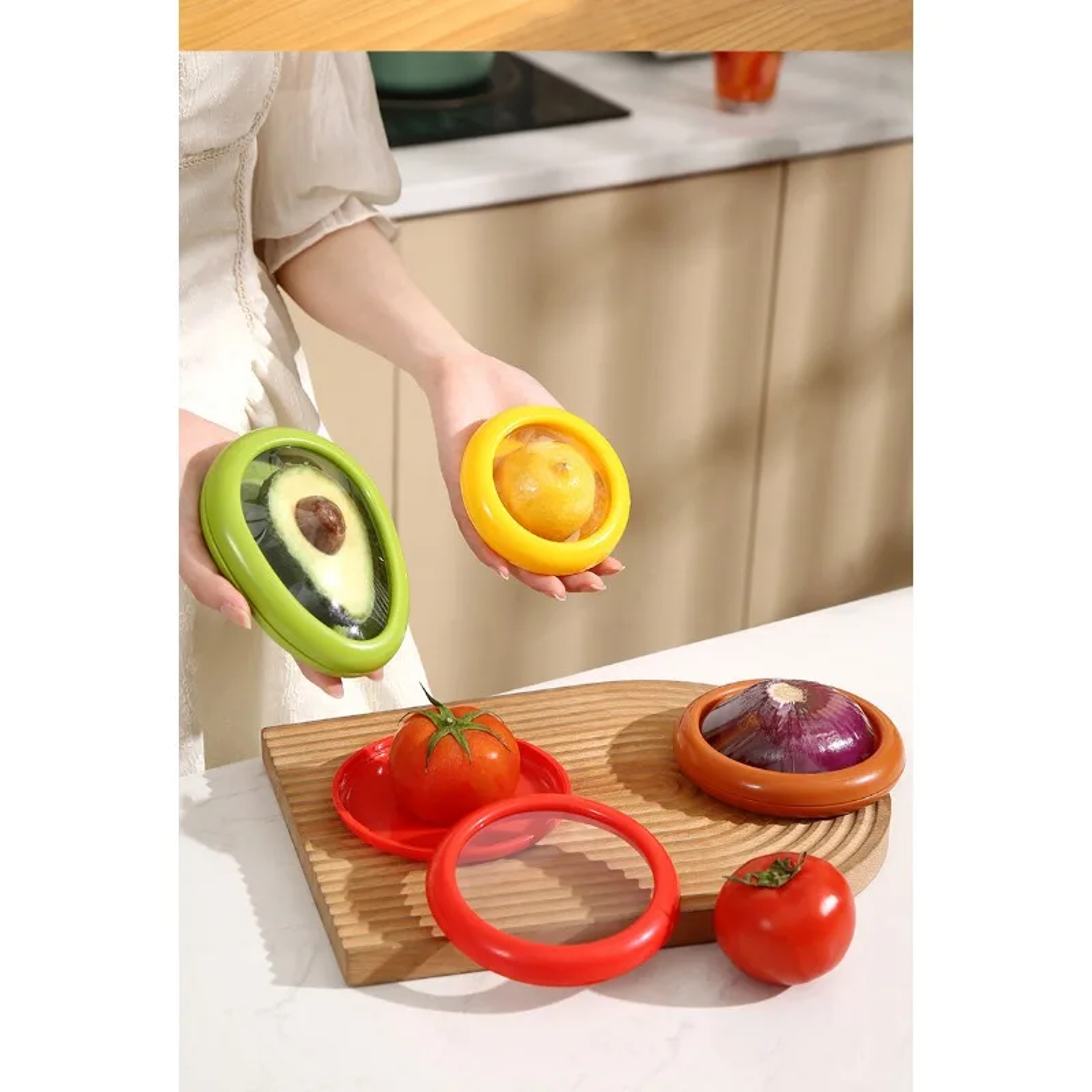 Storage Box Silicone Film Food Box Sealed Set For Fruit Preservation Vegetable  Lemon Fresh Storage
