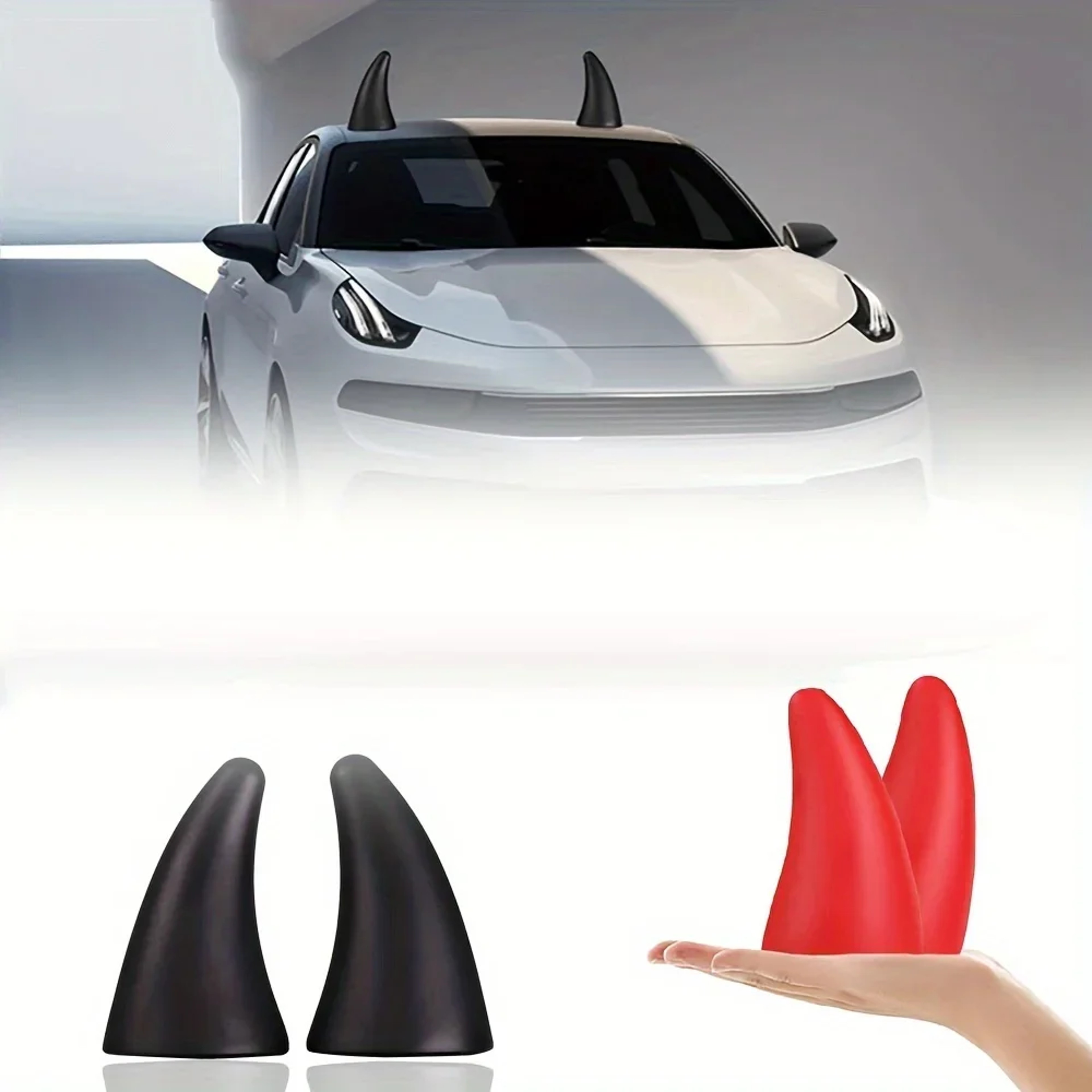 Enhance Vehicle Style With Two Eyecatching Devil Horns Roof Decorations For Cars Tricycles And Four 0