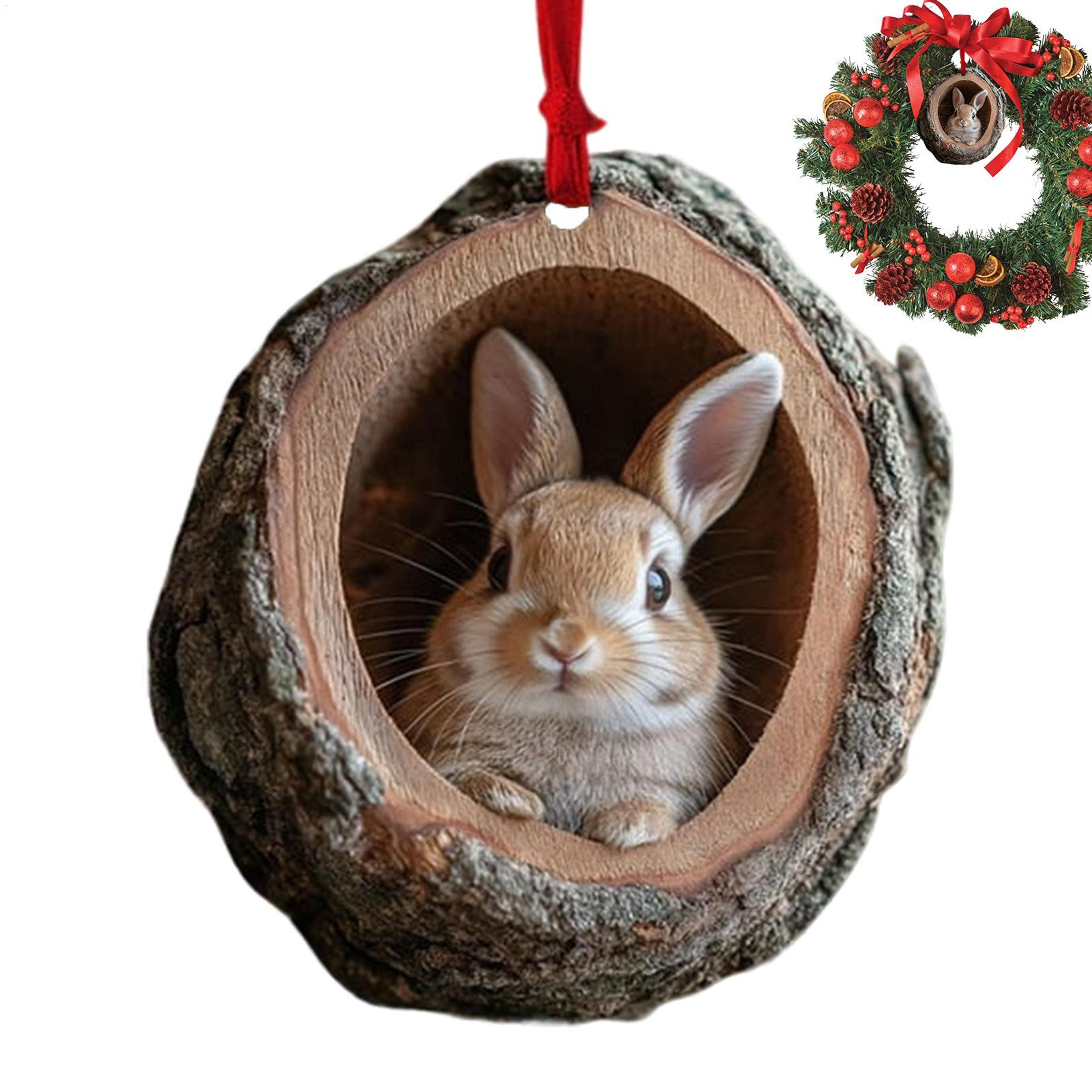 Cute Christmas Acrylic Pendant Animal Wildlife Ornaments Raccoon Owl Squirrel Hedgehog Bunny Bird D 2