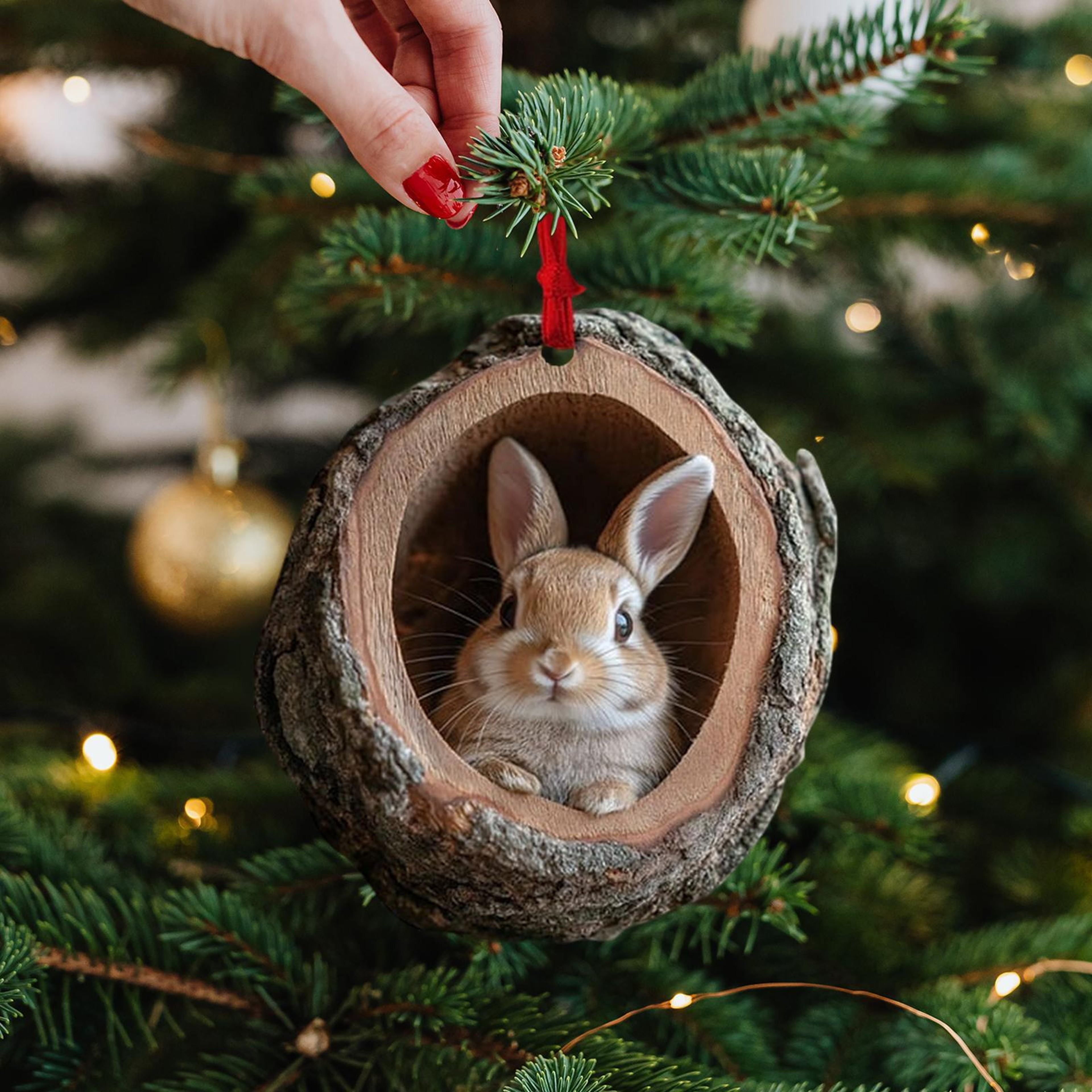 Cute Christmas Acrylic Pendant Animal Wildlife Ornaments Raccoon Owl Squirrel Hedgehog Bunny Bird D 5