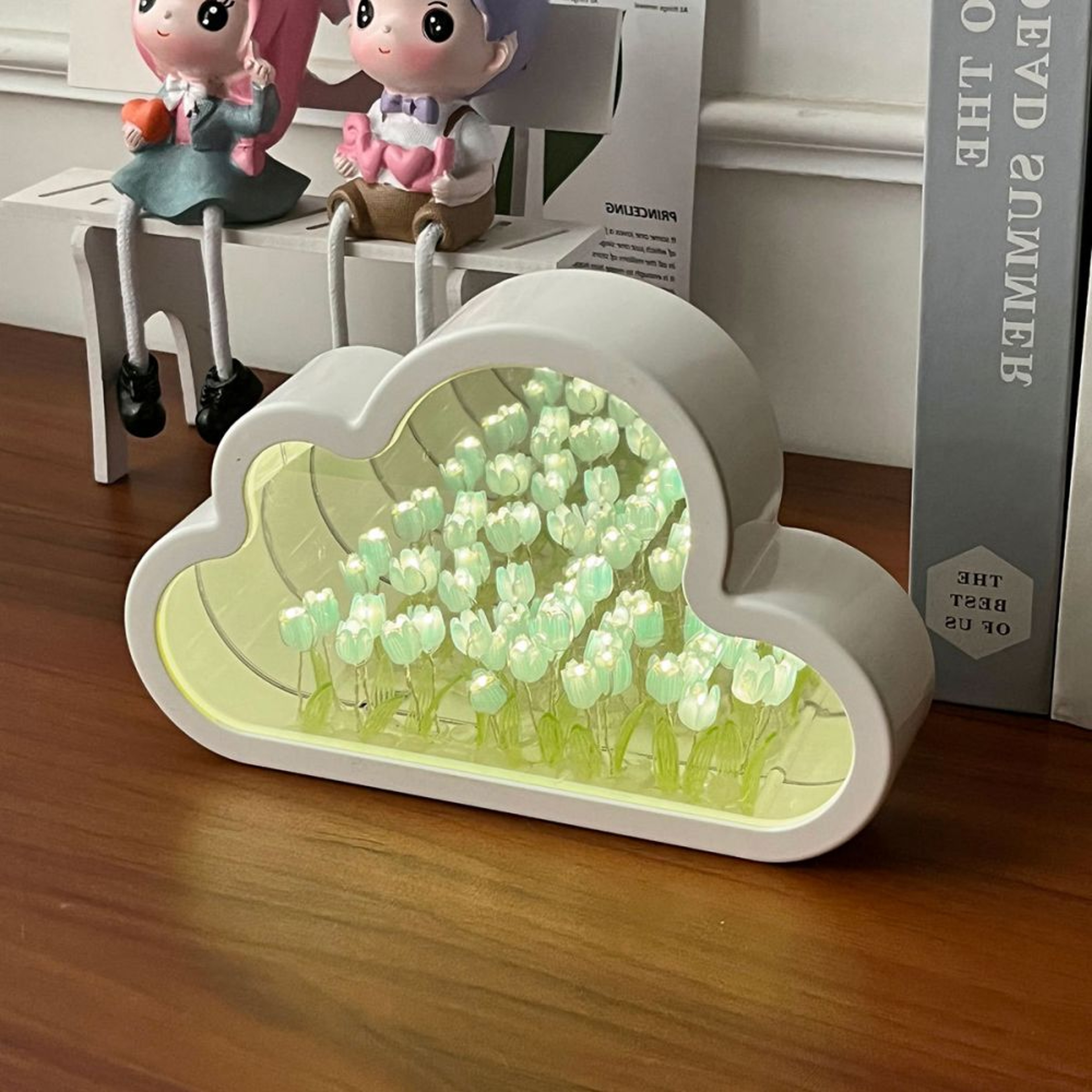 LED Tulip Night Lamp, Handmade DIY Clouds, Bedroom Decor Mirror Light – view 9