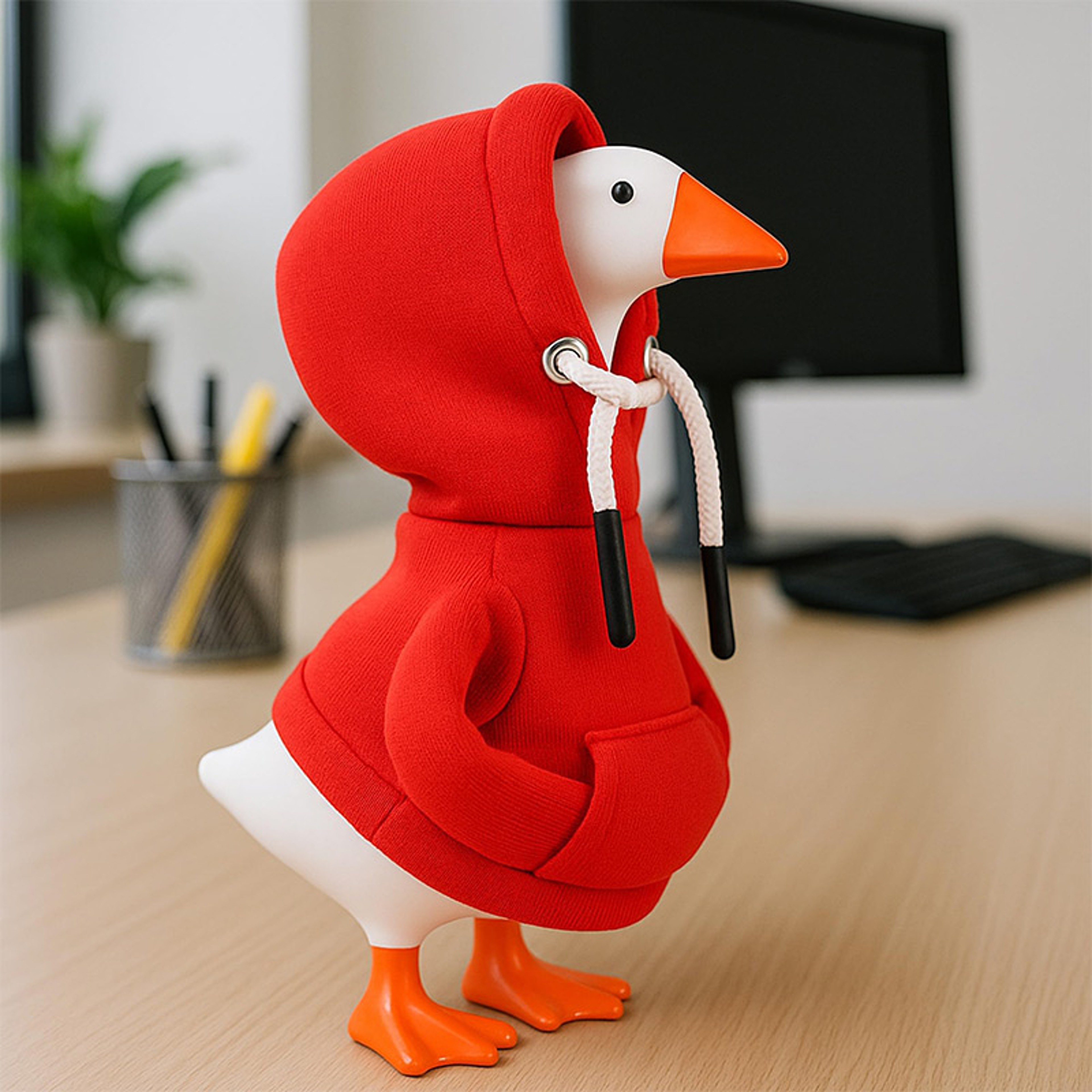 Mini Desktop Home Decor, Cute Hoodie Wearing Duck Figurine Sweatshirt Decor, Creative Gift For Home Decoration – view 4
