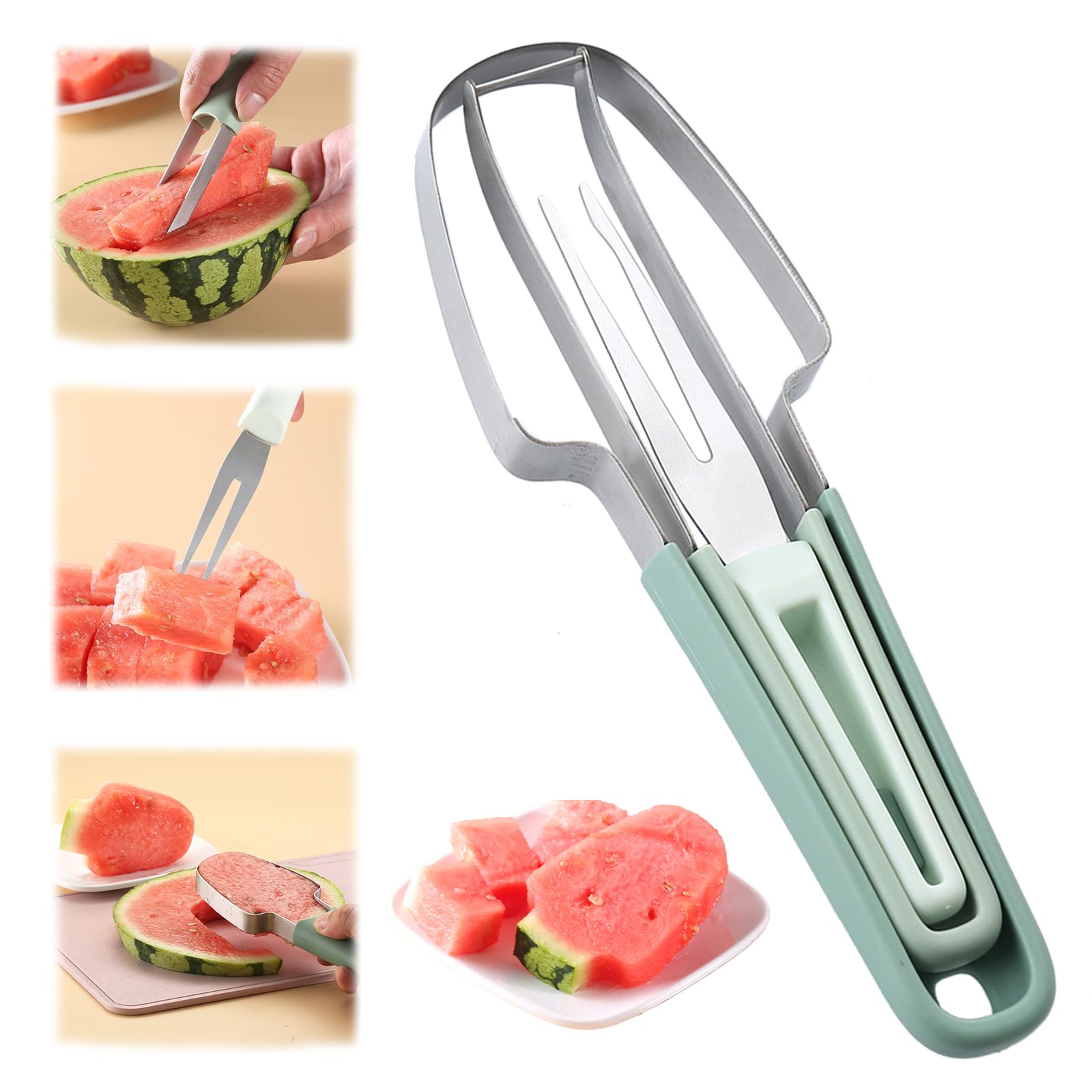 Watermelon Windmill Cutter Set, Summer Fruit Fork Knife Slicer, Stainless Steel Tool for Easy Cutting at Home – view 1