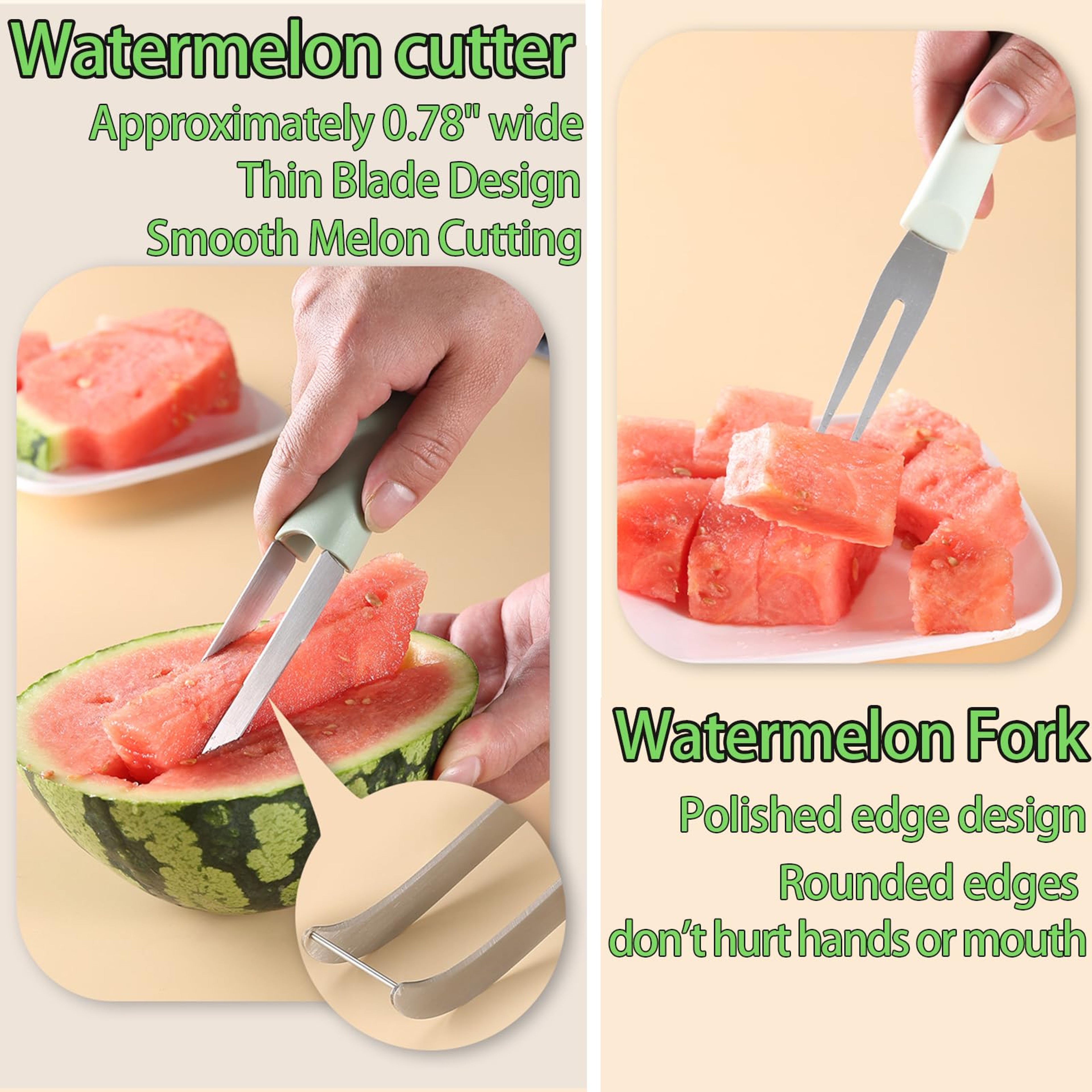 Watermelon Windmill Cutter Set, Summer Fruit Fork Knife Slicer, Stainless Steel Tool for Easy Cutting at Home – view 3