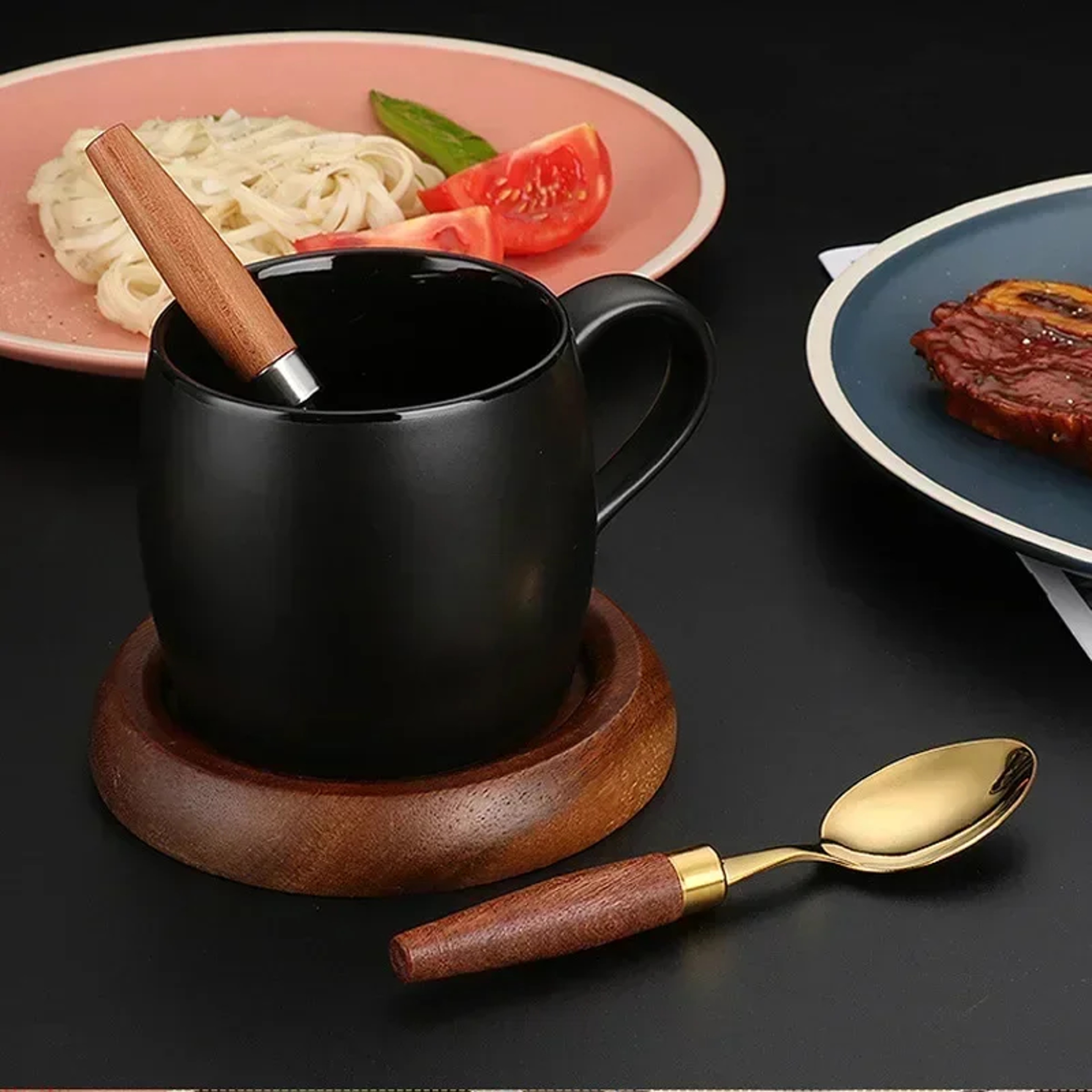 Dishwasher Safe Wooden Handle Cutlery Set, Sapele Wooden Western Flatware, Stainless Steel Knife Fork Spoon Suit – view 4
