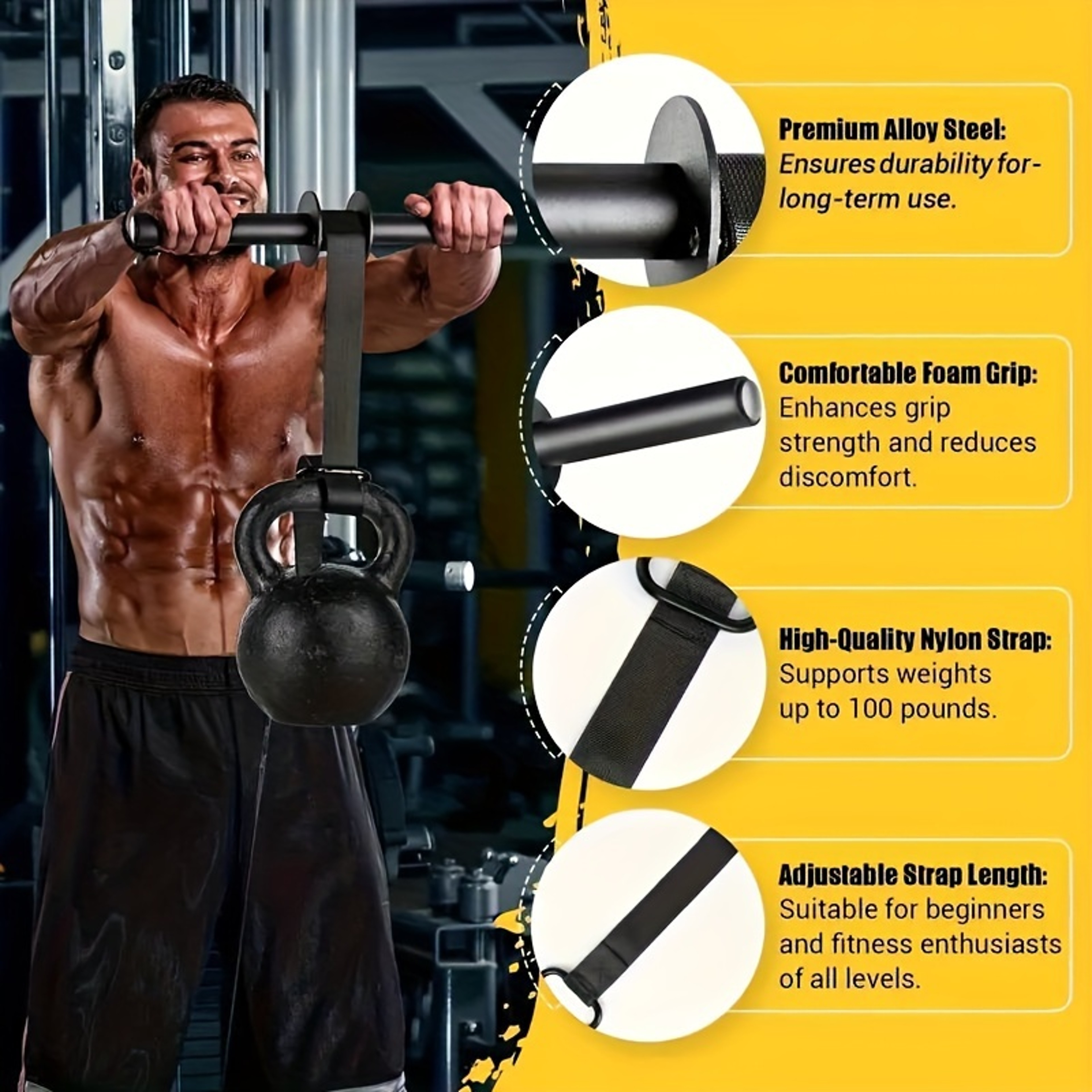 Muscle Training Stick, Iron Wrist Forearm Strengthener, Strength Equipment, Outdoor Sports Gear, Black Universal Size – view 5