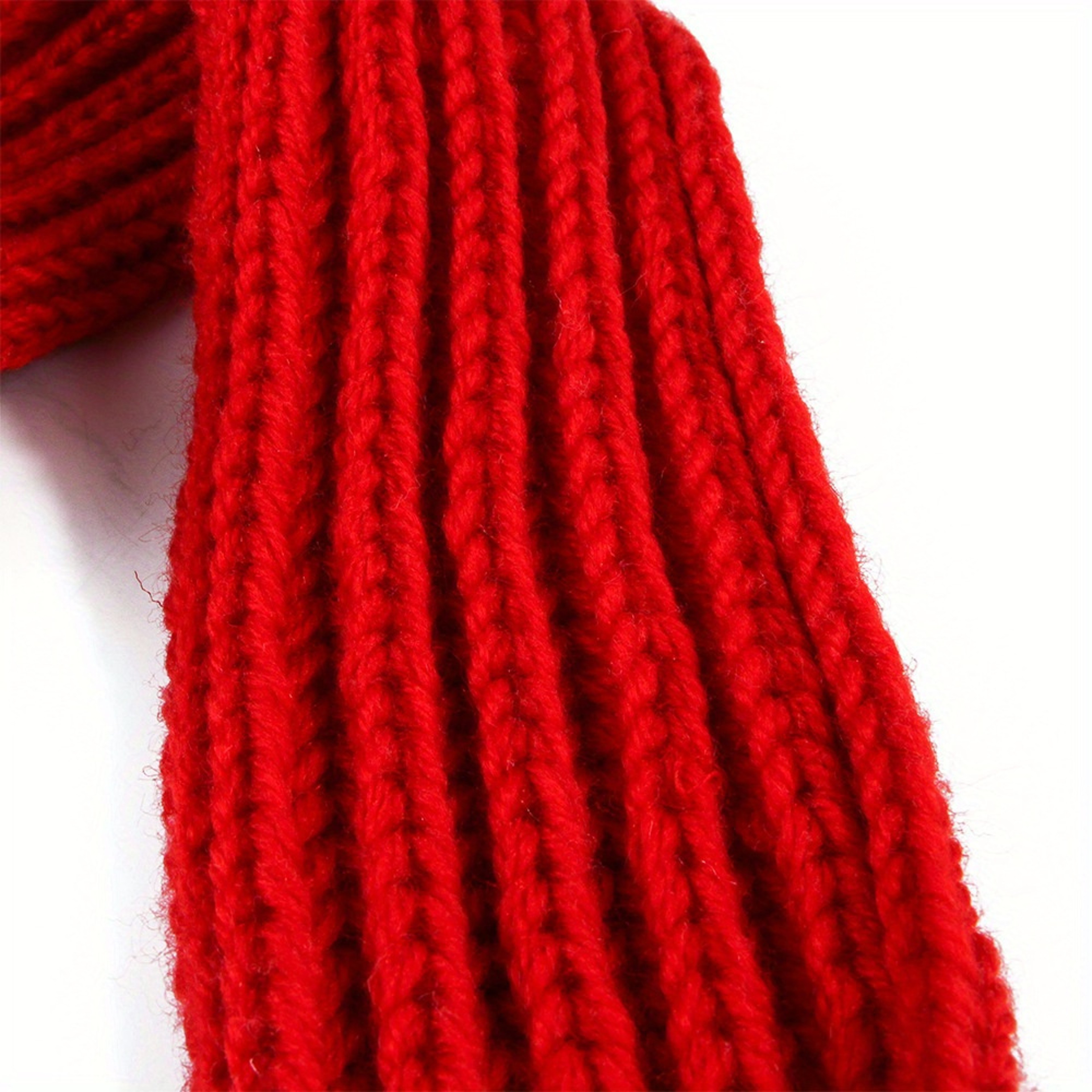 Red Knit Scarves With Pompom, Dog Knitted Scarf, Neck Warmer Bandana Christmas Festival Party Pet Puppy Cat Decor Access – view 4