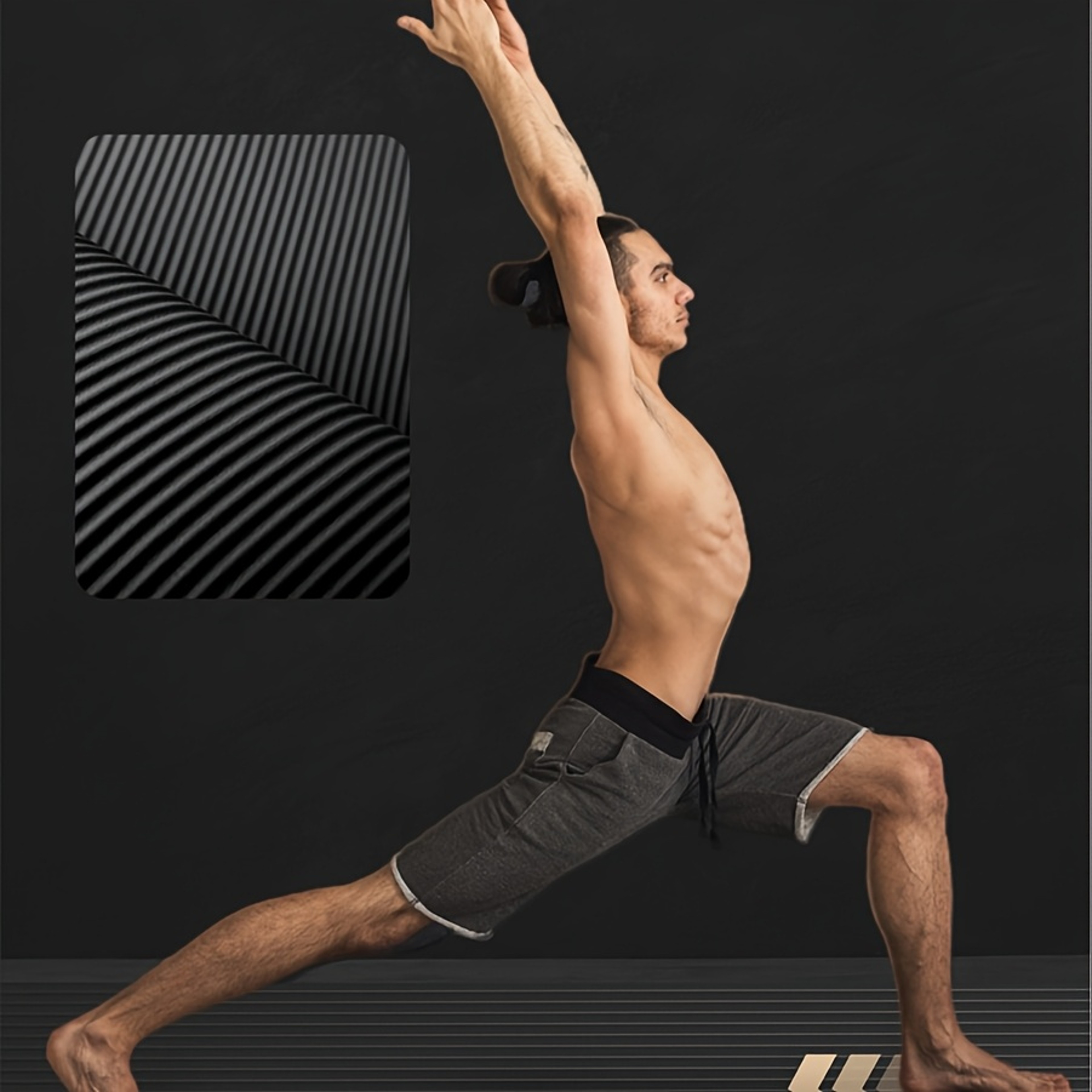 Durable NBR Rubber Yoga Mat, Thickened Non Slip Soft Black Mat, Home Fitness Training Equipment and Workouts – view 2