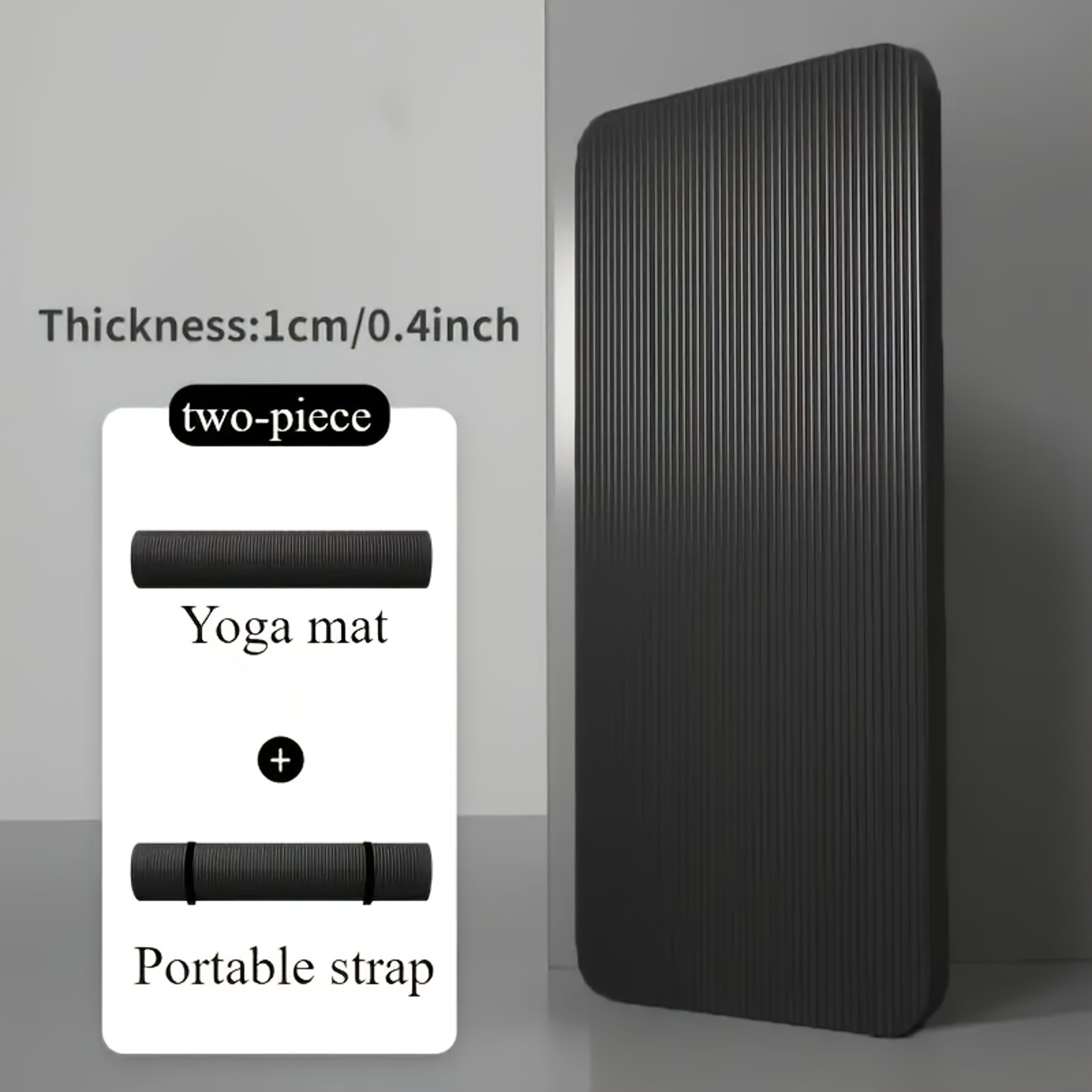 Durable NBR Rubber Yoga Mat, Thickened Non Slip Soft Black Mat, Home Fitness Training Equipment and Workouts – view 5