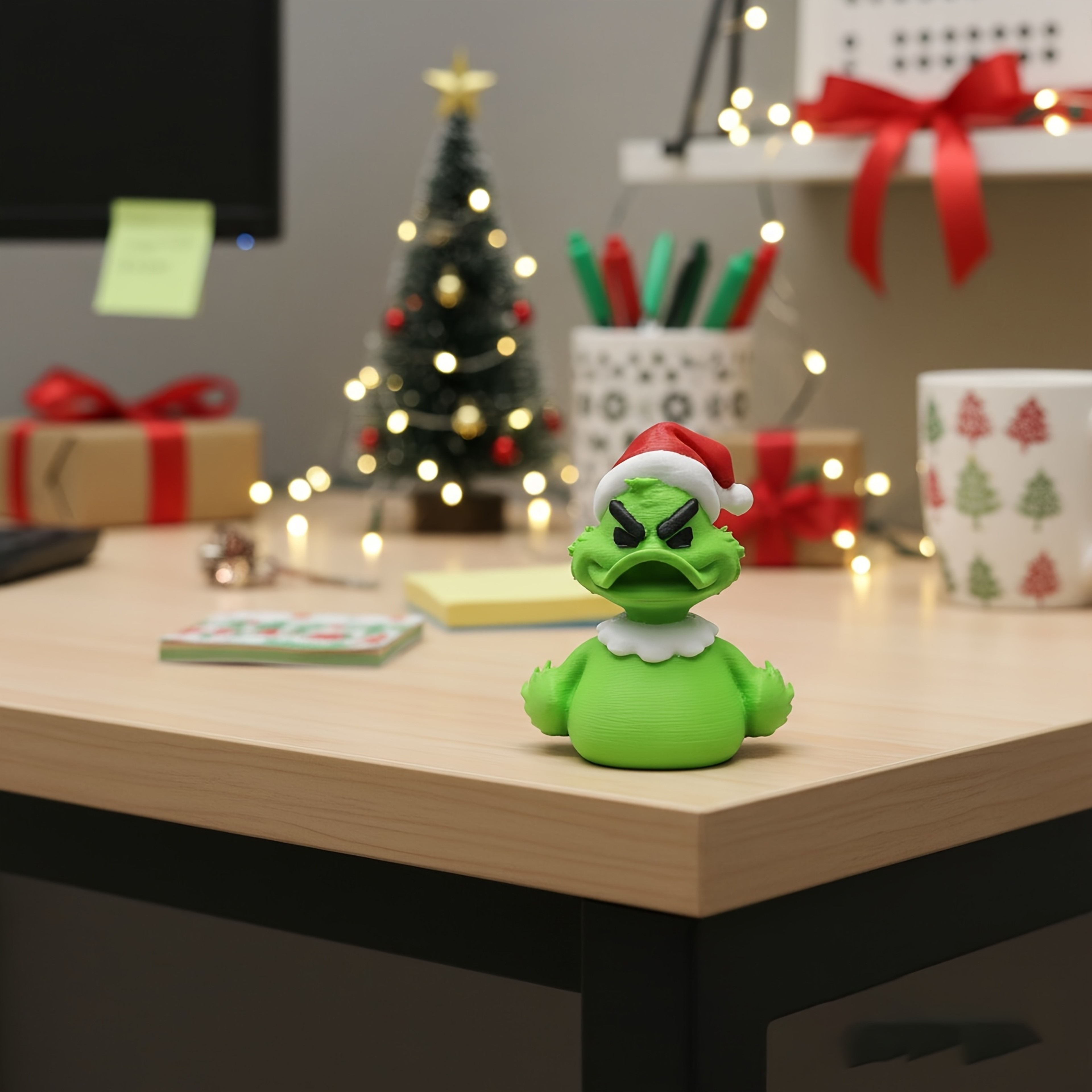 Indoor outdoor desktop Christmas duck statue, Christmas home decoration, novel gift for home office – view 4