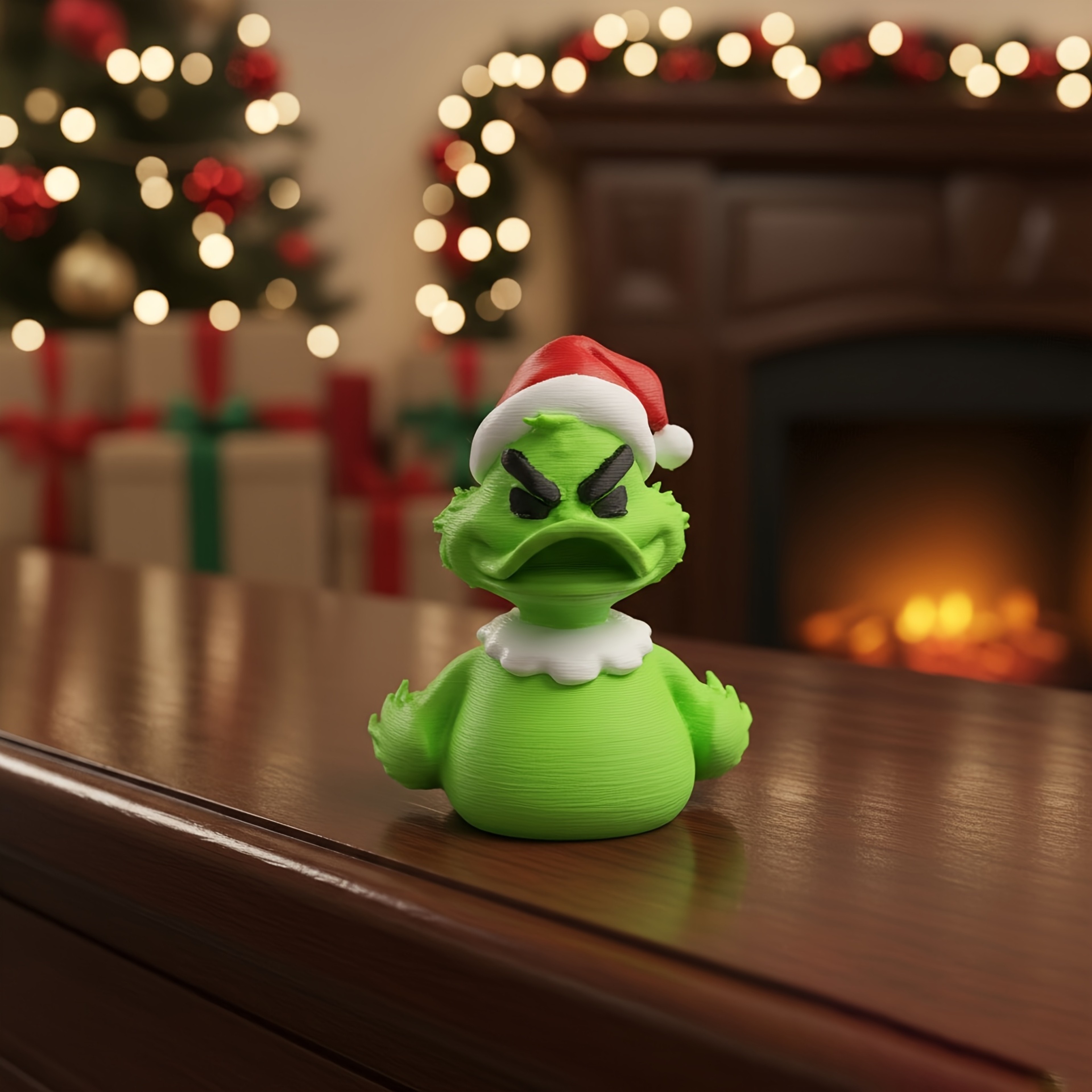 Indoor outdoor desktop Christmas duck statue, Christmas home decoration, novel gift for home office – view 7