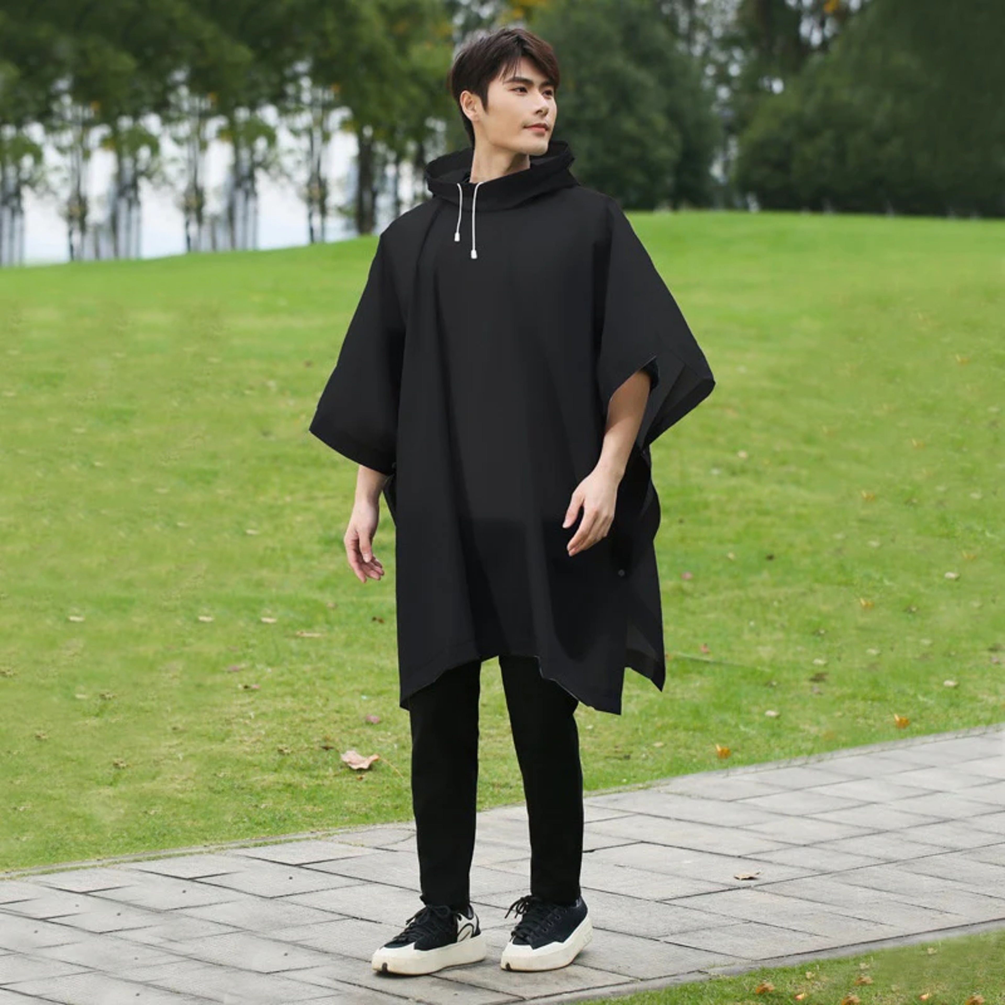 Hood Waterproof Thicken Poncho, Reusable Raincoat with Drawstring, Travel Bicycle Ponchos, Adults Outdoor Rain Coat – view 11