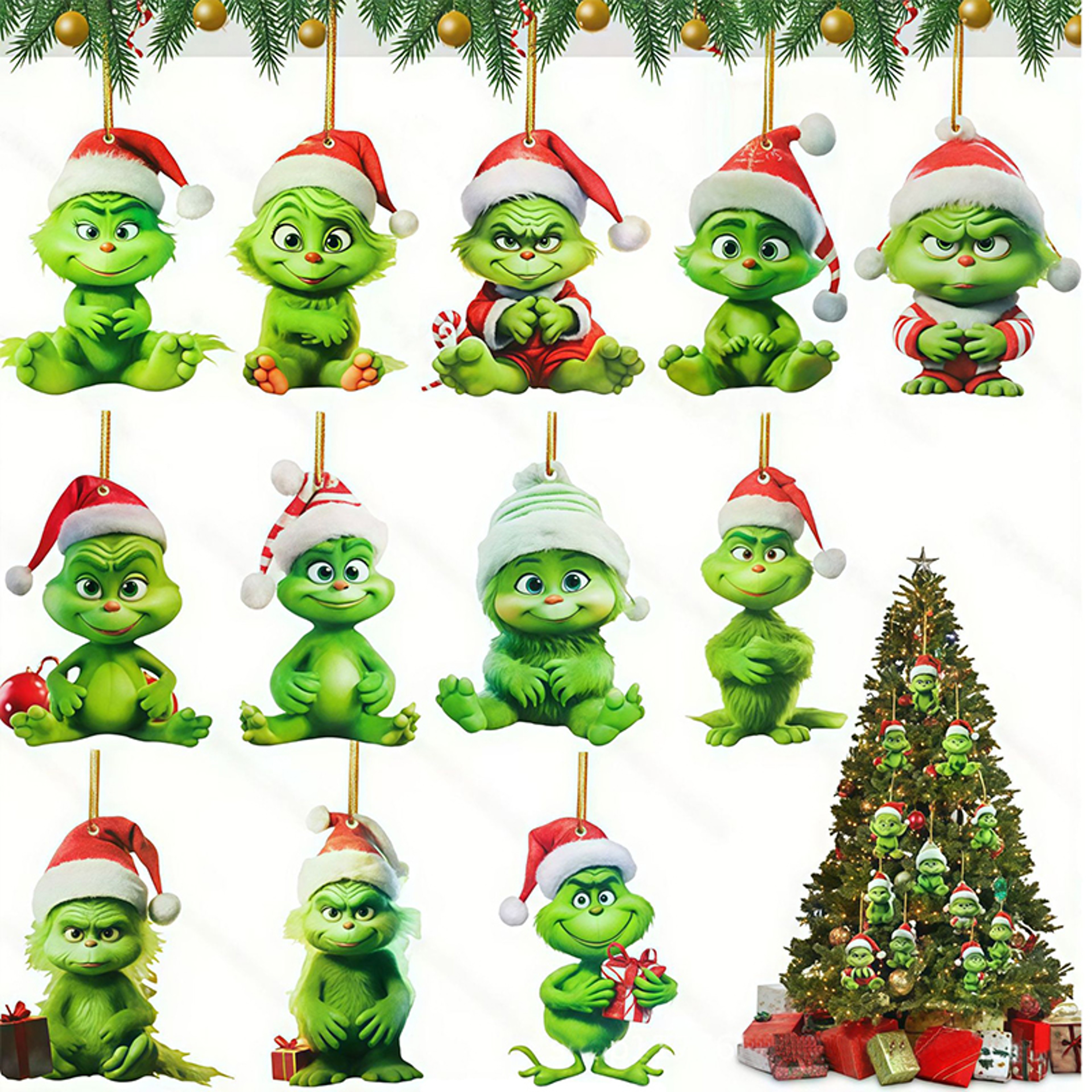 Green Grinch Christmas Tree Decoration, Creative Cartoon Pendants, Perfect for Holiday Home Parties and Birthday – view 7