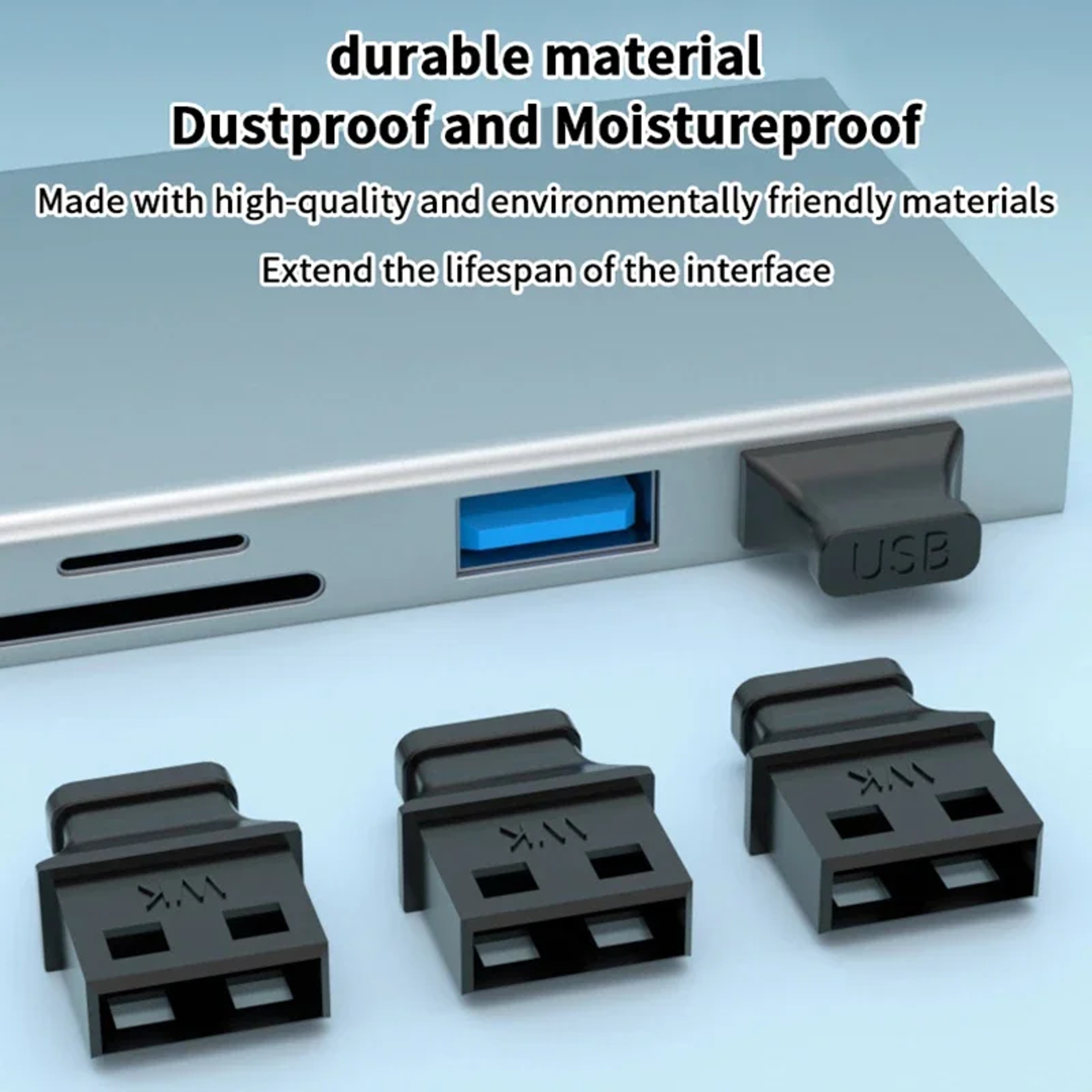 Anti-dust Plug For Laptop, USB Port Plug With Handle, Computer Socket Cap Unused – view 3