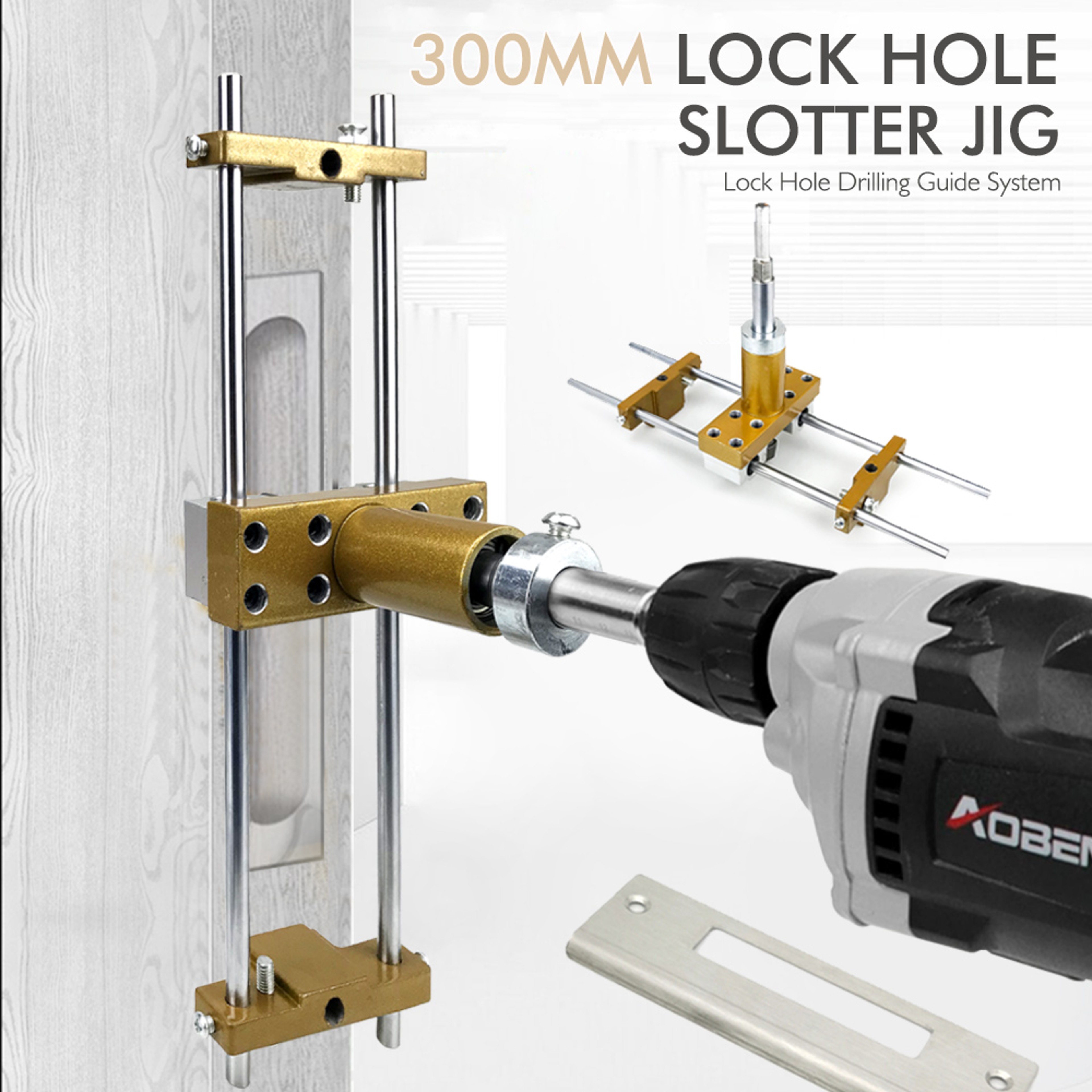 Lock Mortiser Kit, Wooden Door Lock Hole Locator, Installation Drilling Jig for Key Holes – view 1