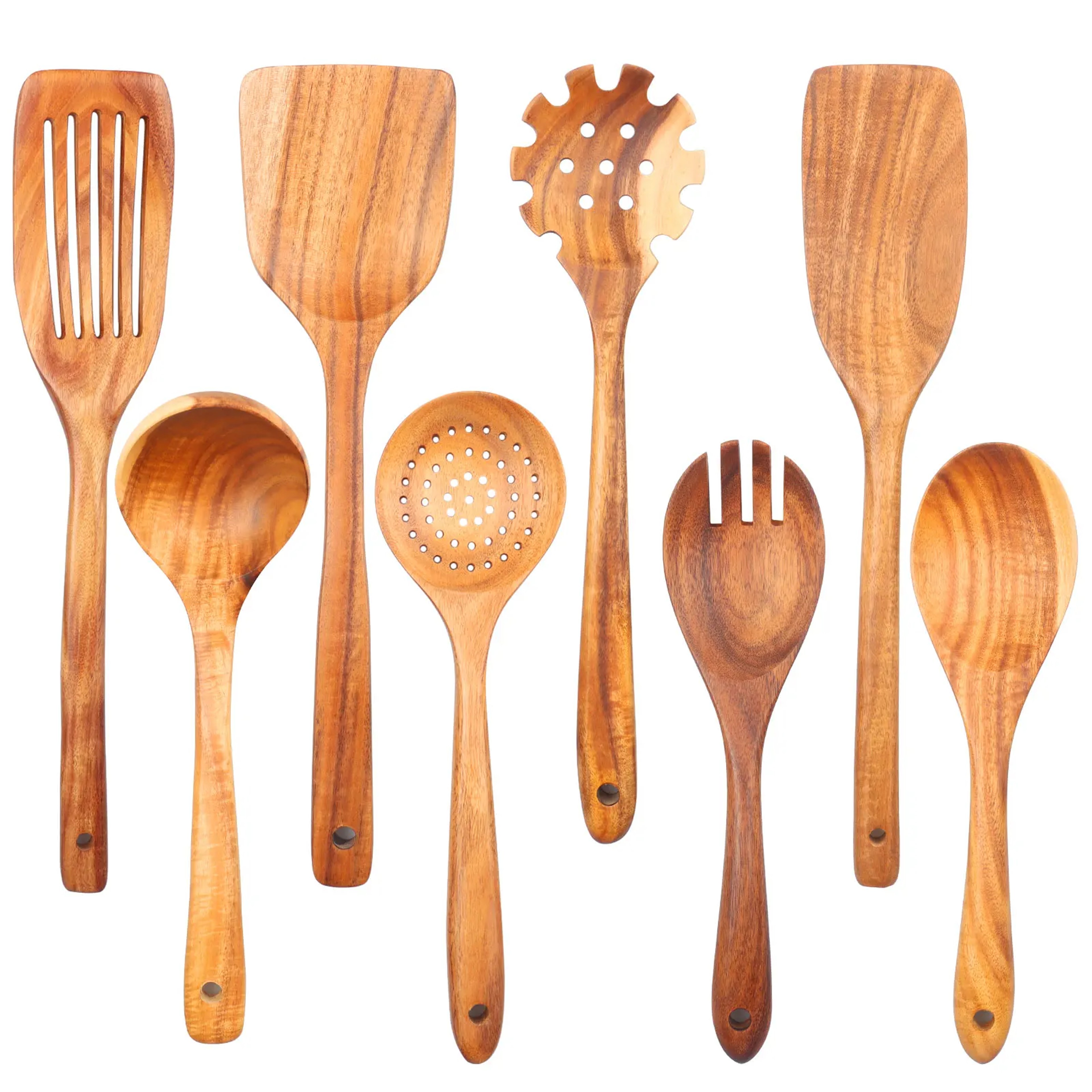 Cooking Utensils Wooden Set Wooden Spoons Soup Tools Kitchen Gift 8