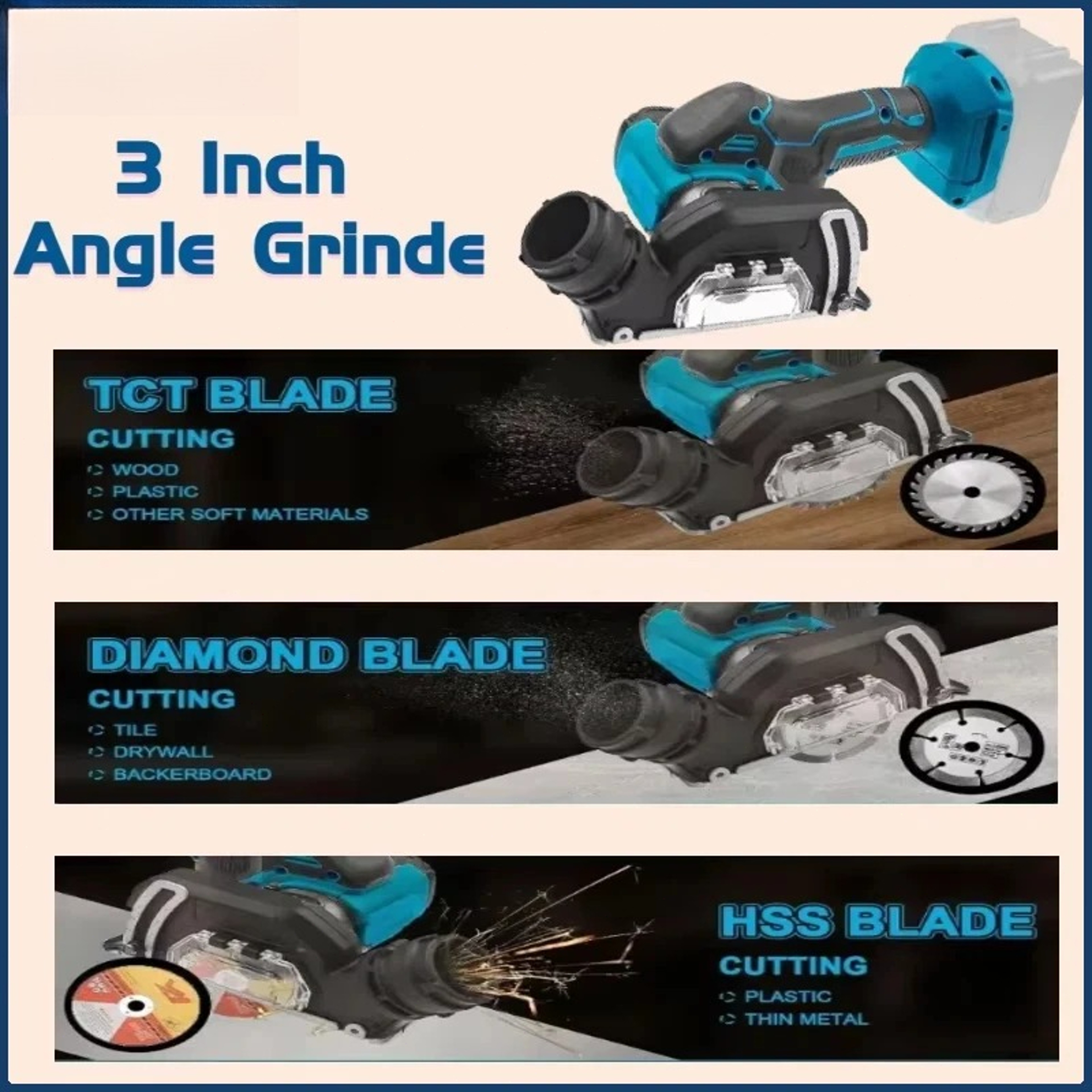 Electric CUT OFF Tool, Mini Angle Grinder Cordless, Circular Saw Power Tool for Makita Battery – view 4