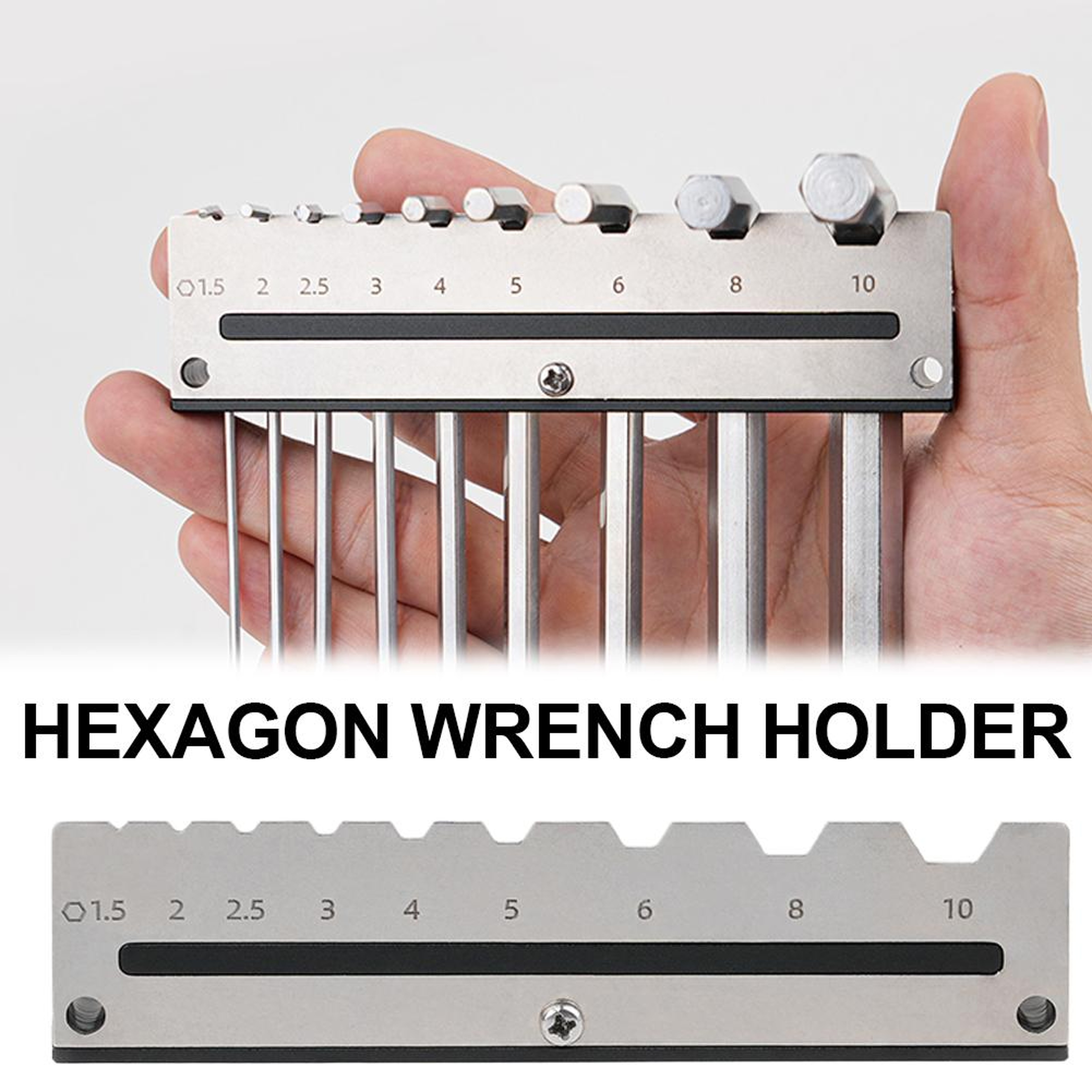 Durable Metal Wall Bracket, Hexagonal Wrench Holder, Multi Hole Storage Rack for Wood Tool – view 1