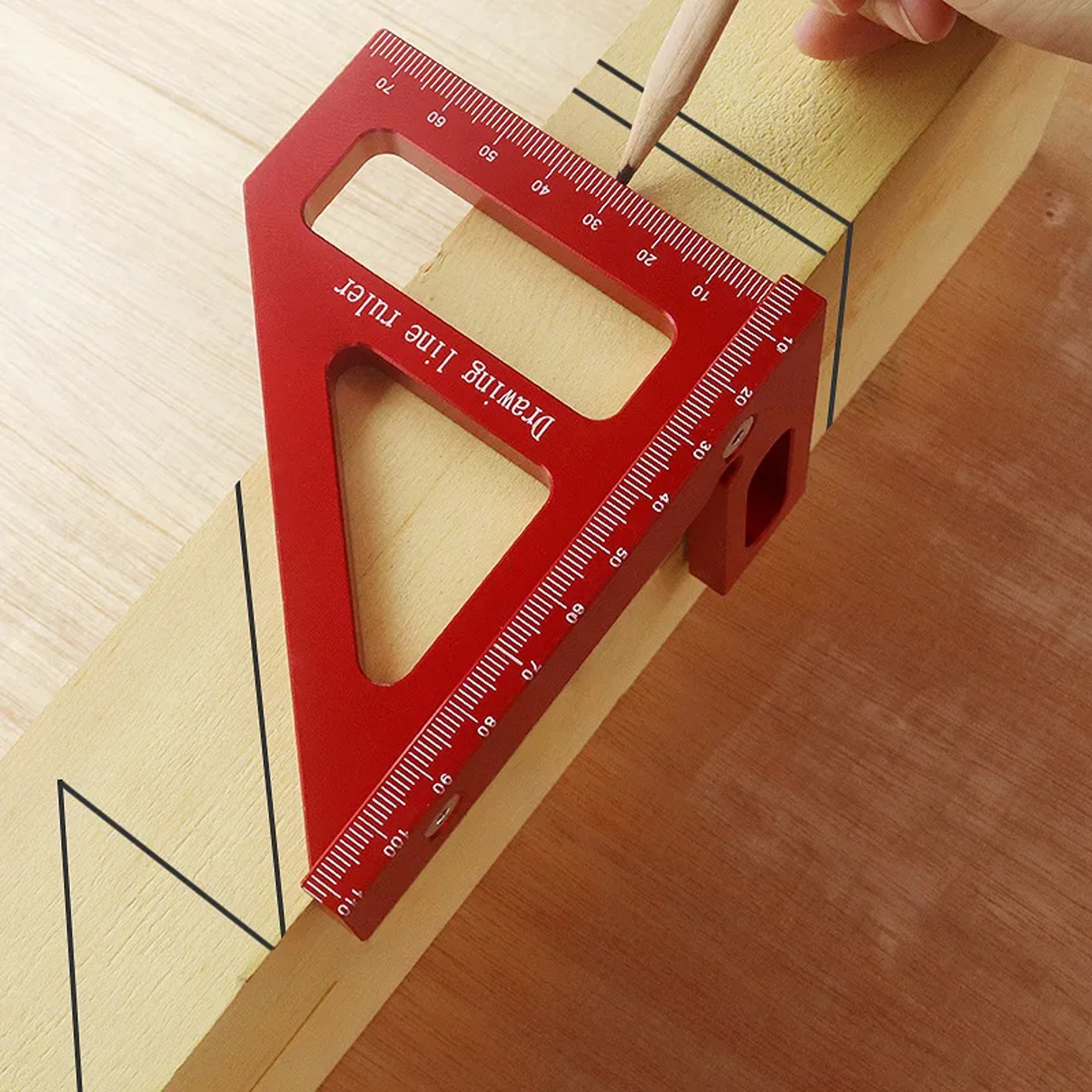 Aluminum Alloy Miter Triangle Ruler, Woodworking Square Protractor, High Precision Layout Measuring Tool for Engineers – view 2
