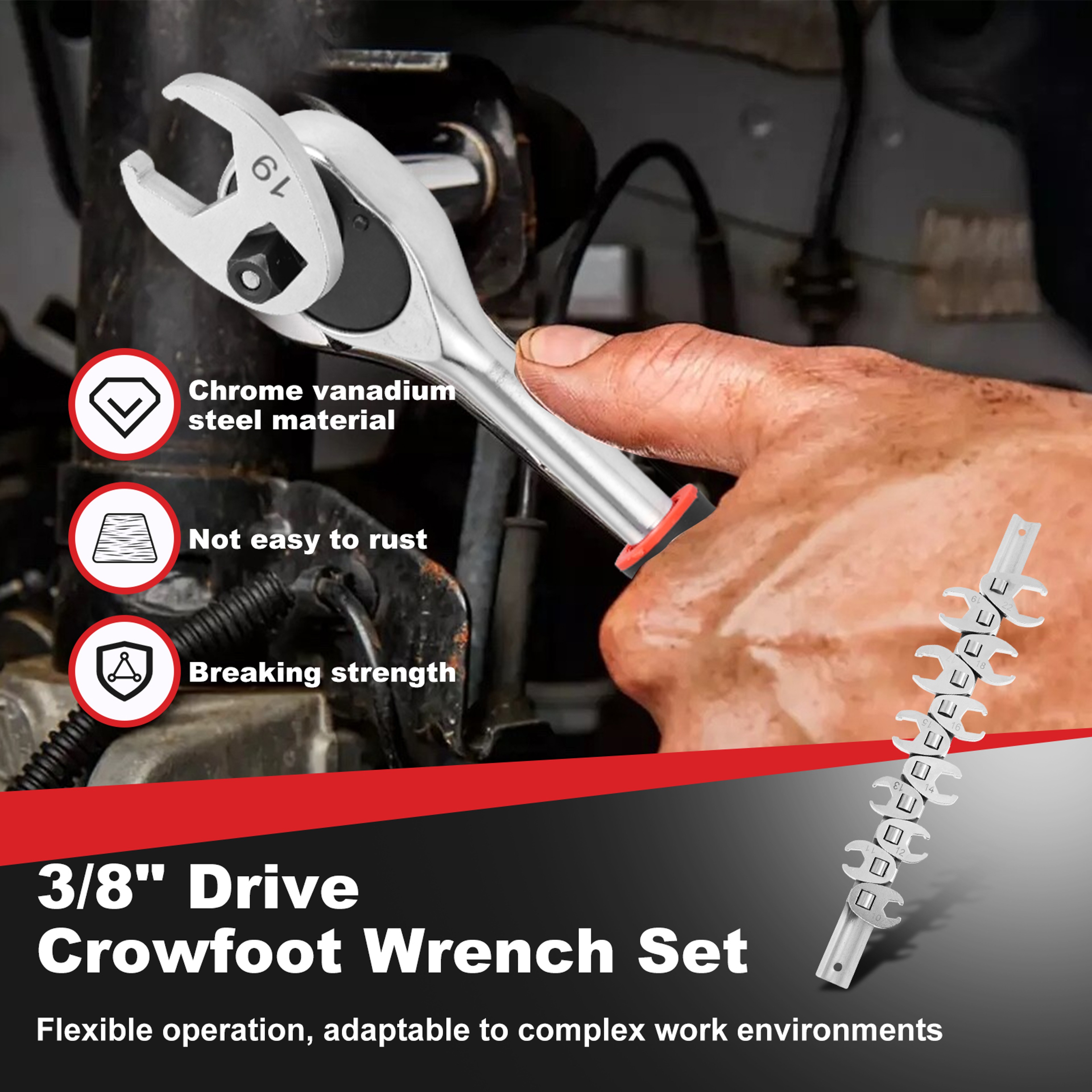 Dual Purpose Wrenches Tool Kit Flare Nut Wrench Set Crowfoot Wrench Set With Rack Horn 3
