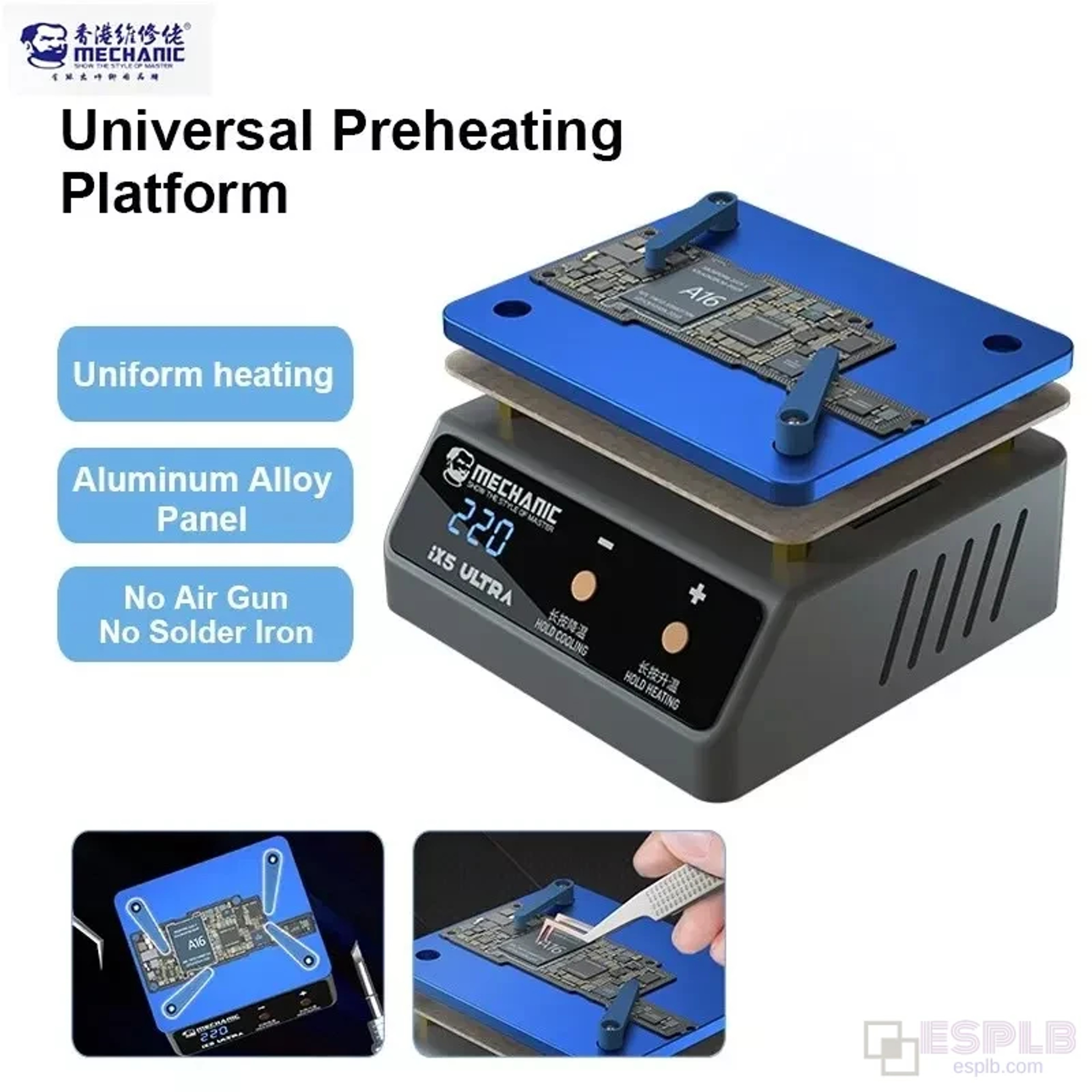 Preheating Platform for Motherboard Repair, Lightweight Ultra Universal Heating Clamp for Fast Layering – view 1